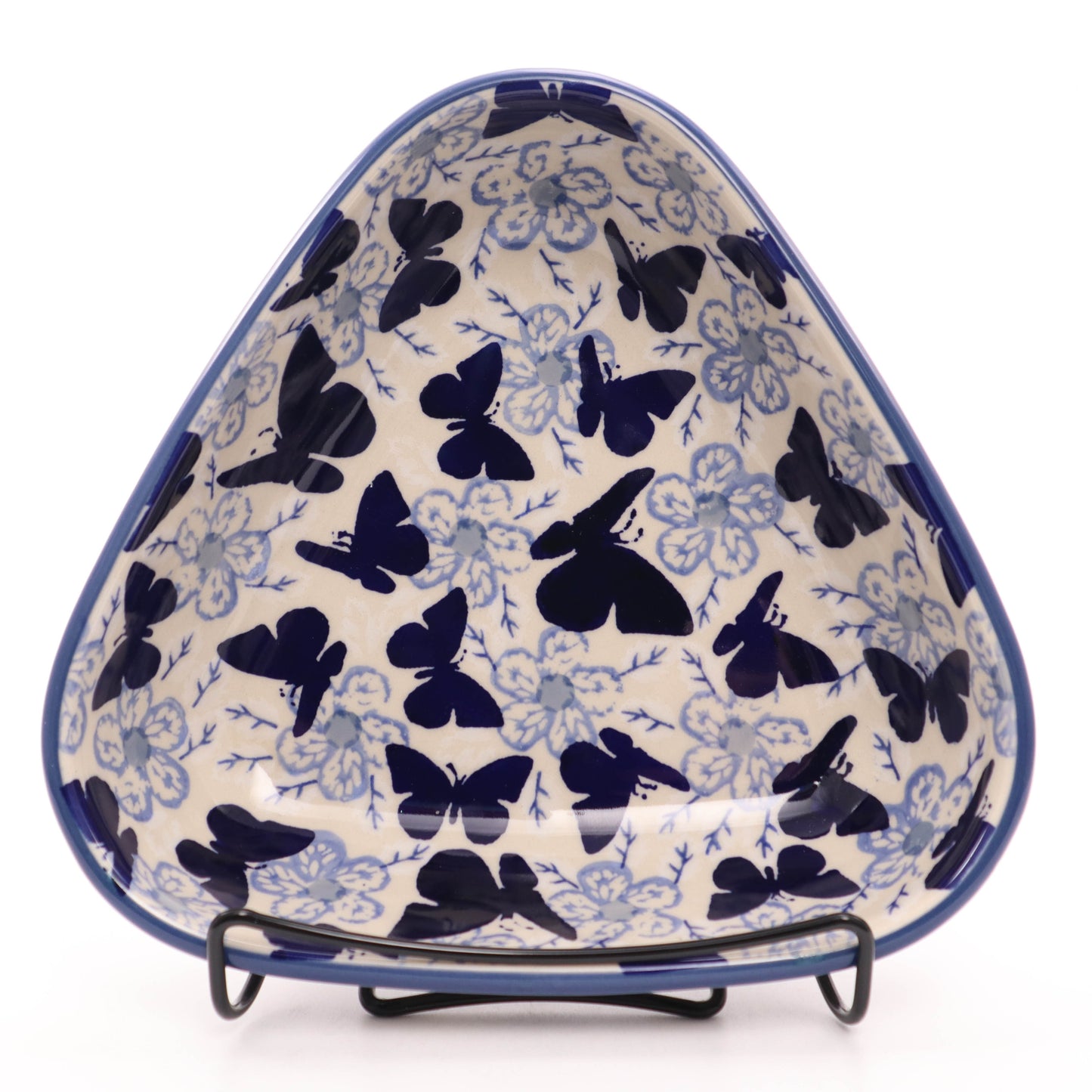 8" Triangle Dish. Pattern: Butterfly Delight