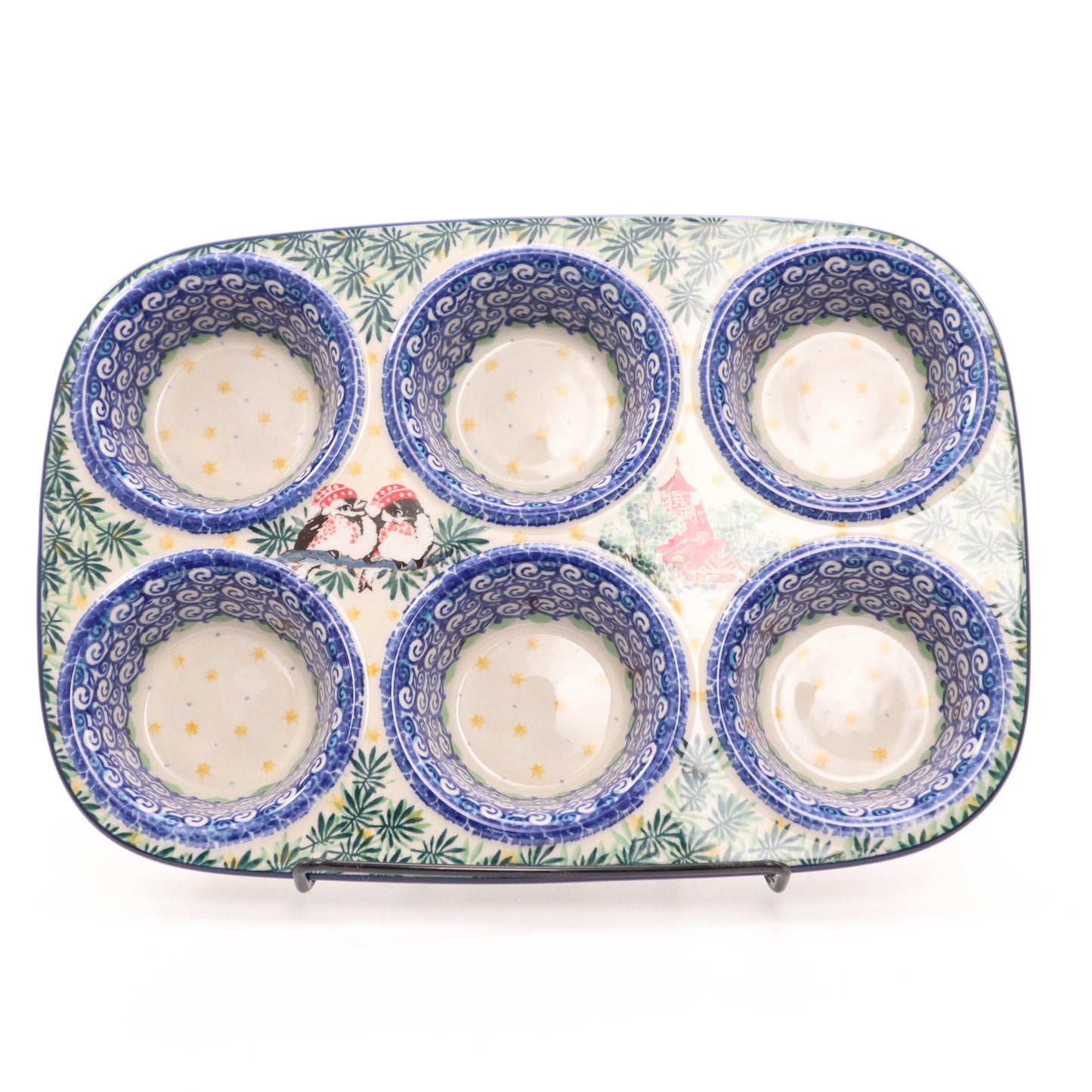 11"x8" Muffin Baker .Pattern: Winter Birds