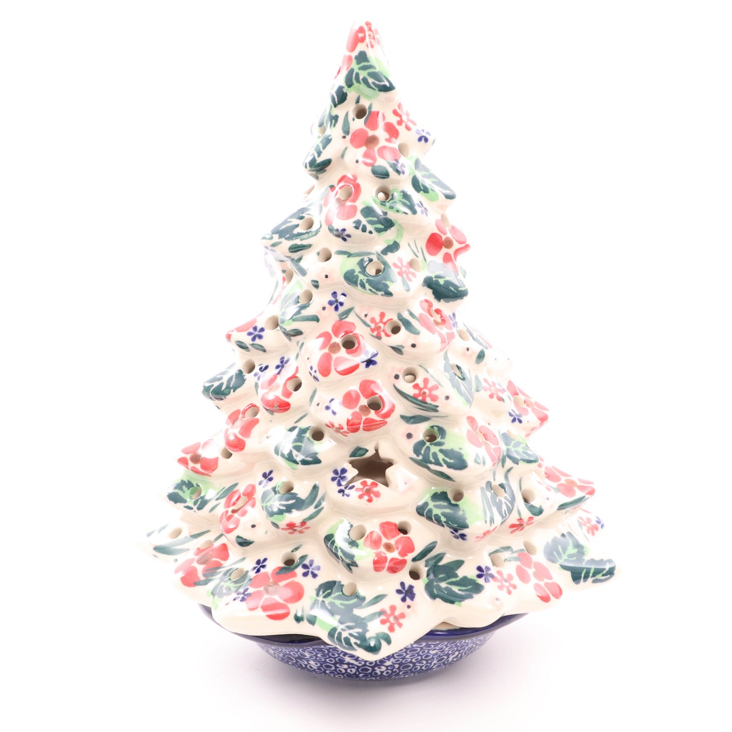 9"x7" Christmas Tree Tealight Figurine on Plate. Pattern: U65