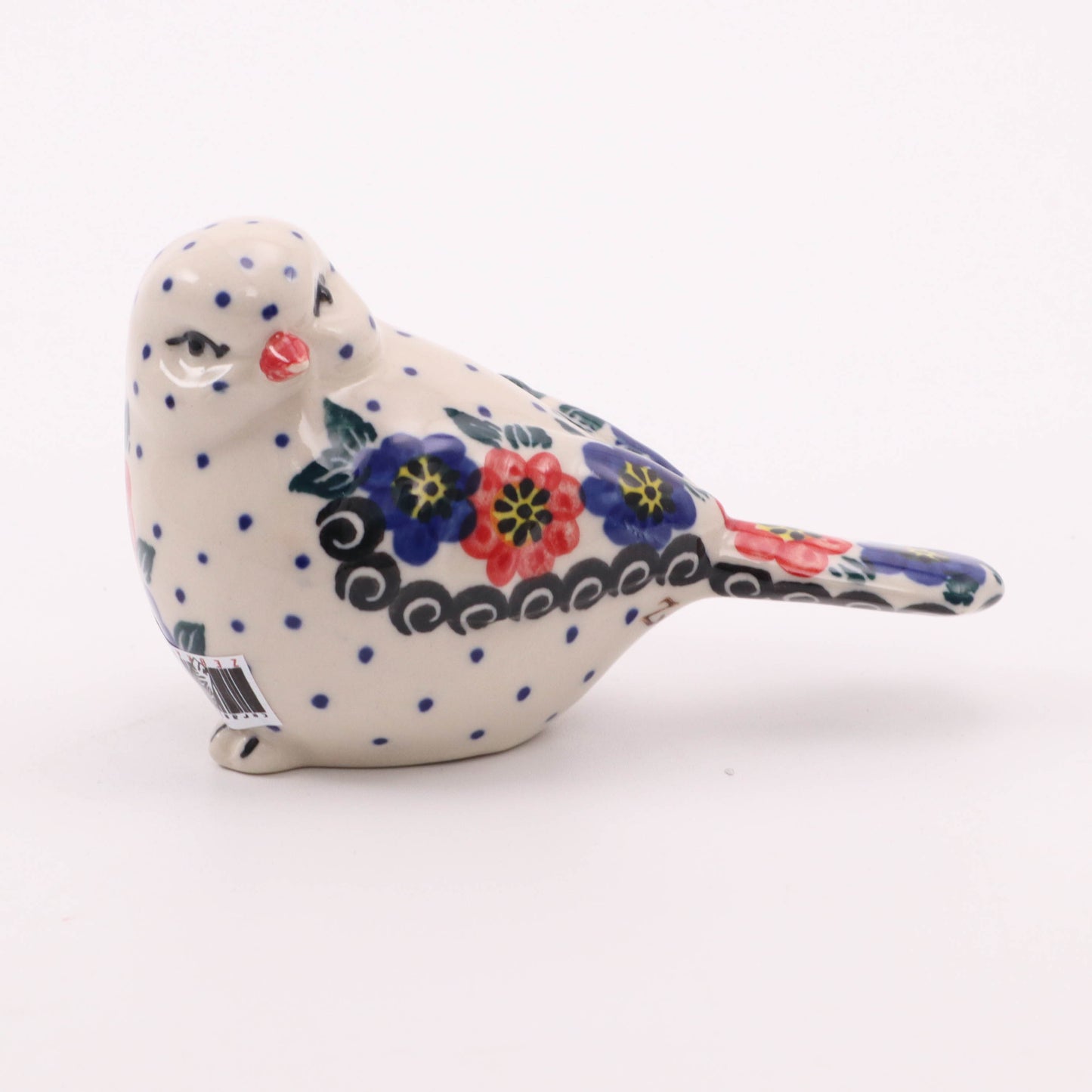 4"x3" Bird Figurine. Pattern: Red and Blue