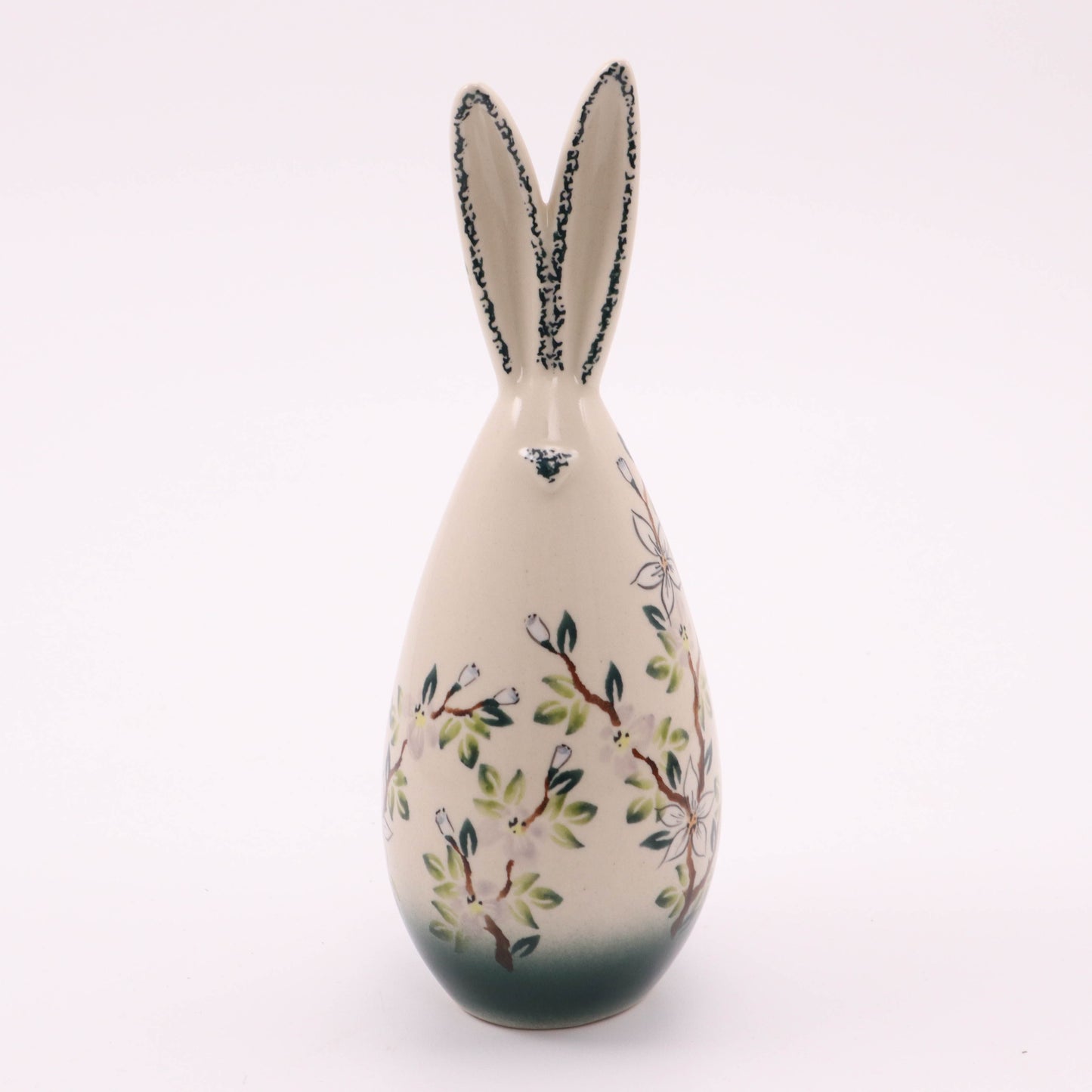 9" Bunny Figurine. Pattern: Apple Blossom Dark Green