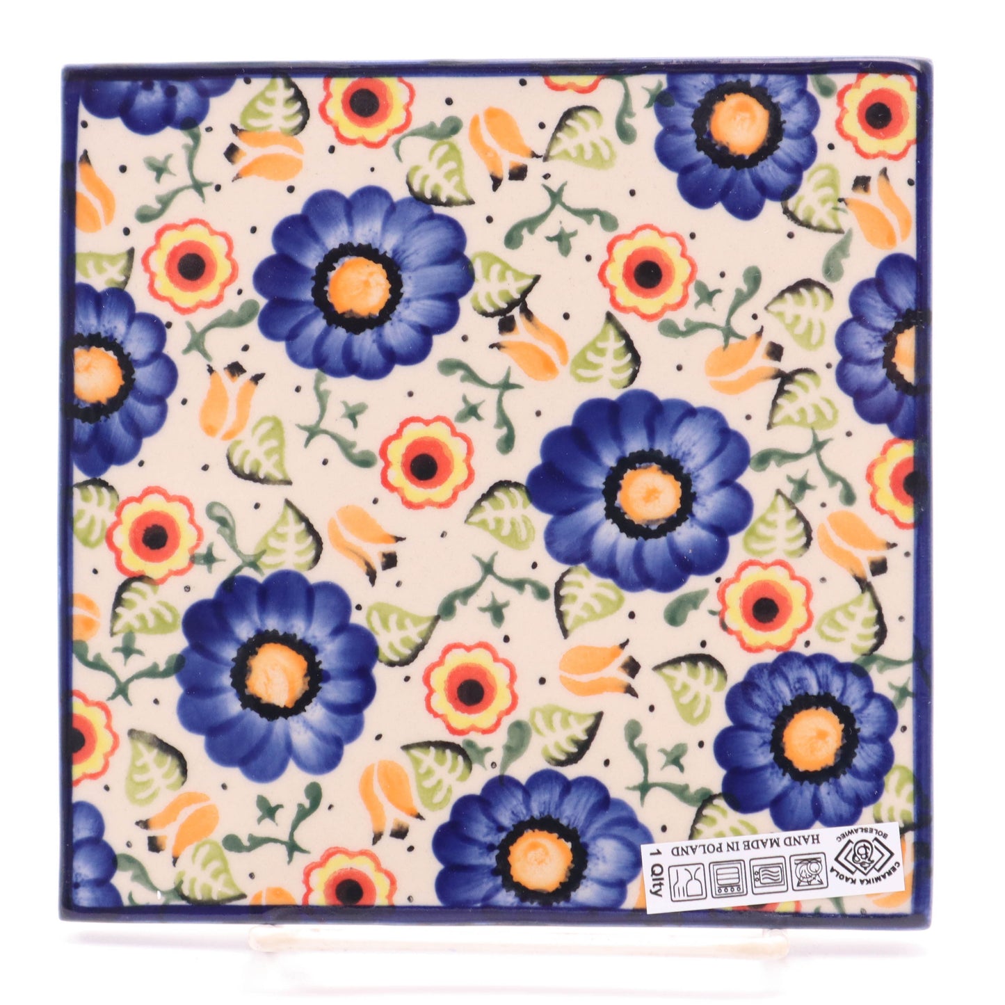 6" Square Tile. Pattern: Folk