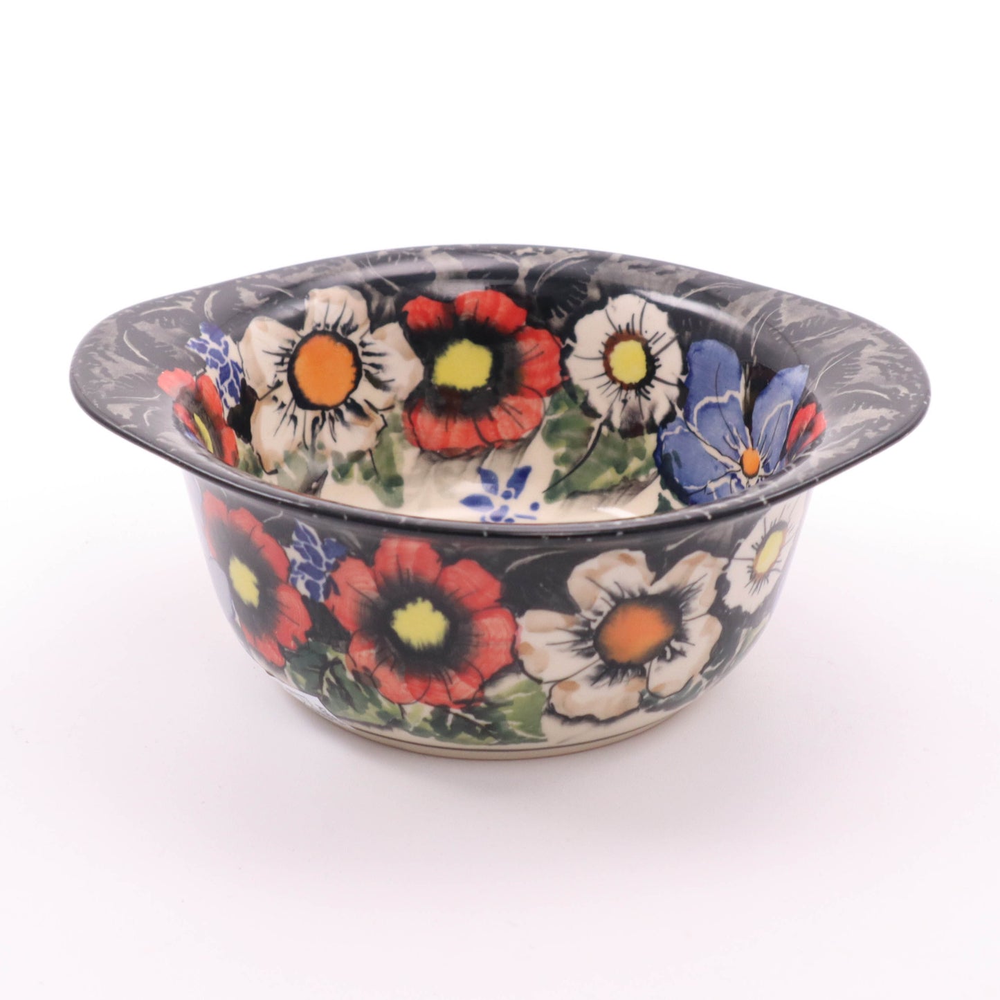 5" Soup Bowl with Handles. Pattern: Midnight Lace