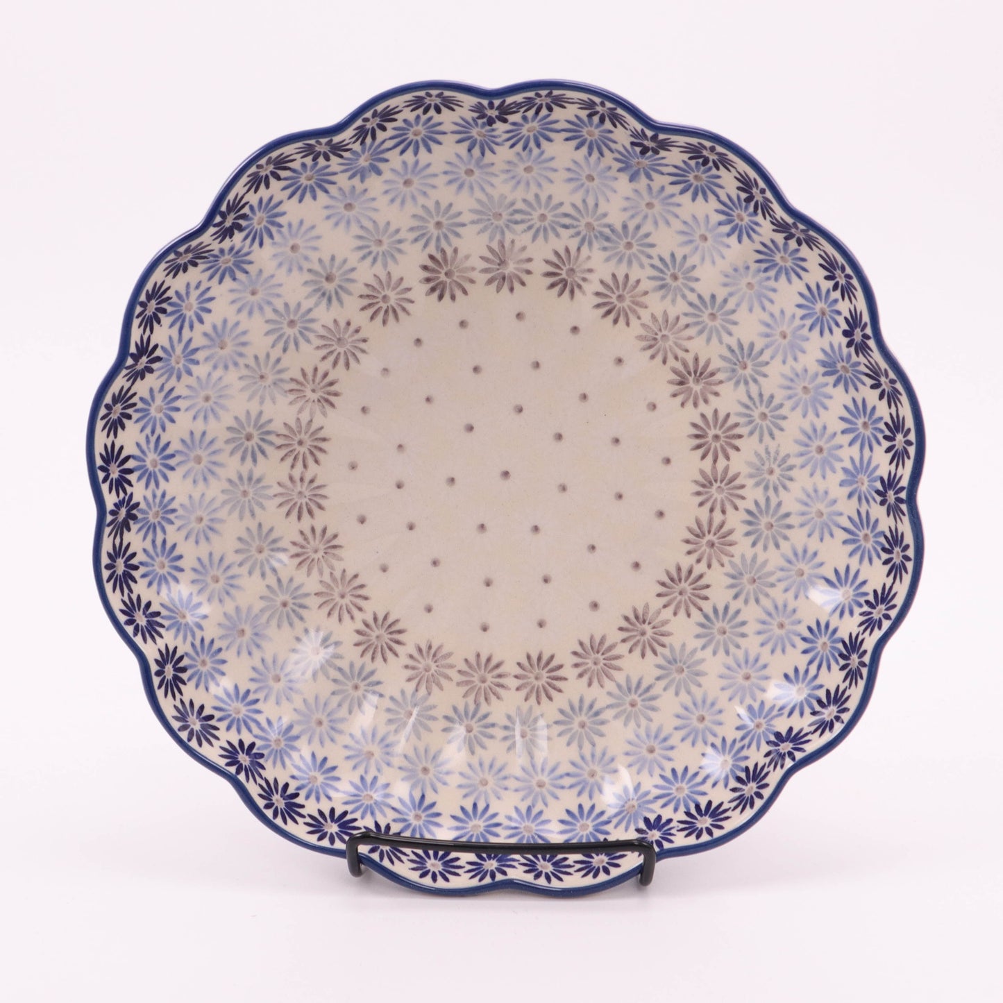 9.5" X 2" Scalloped Round Bowl. Pattern: Fade to Graige