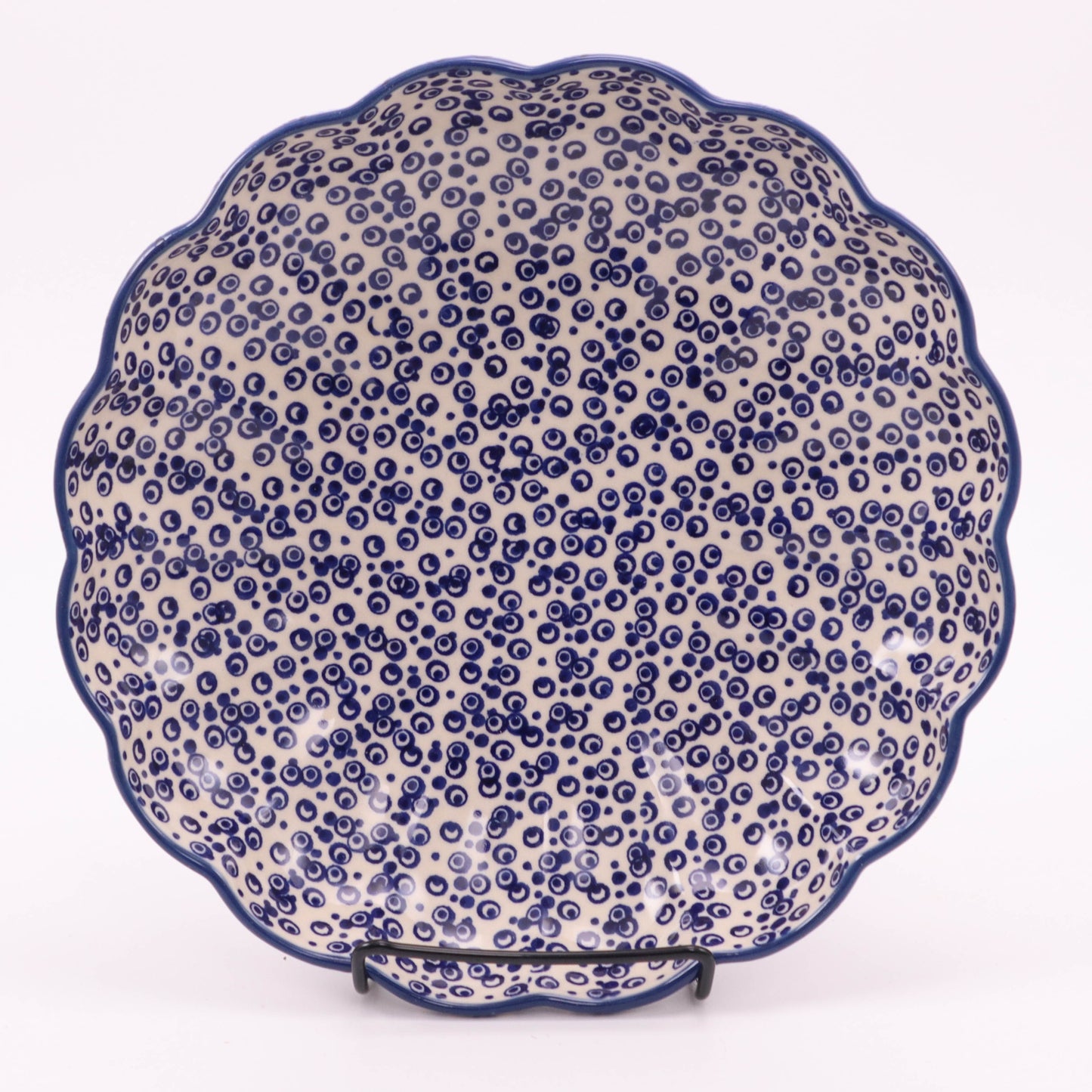 9.5" X 2" Scalloped Round Bowl. Pattern: Circles