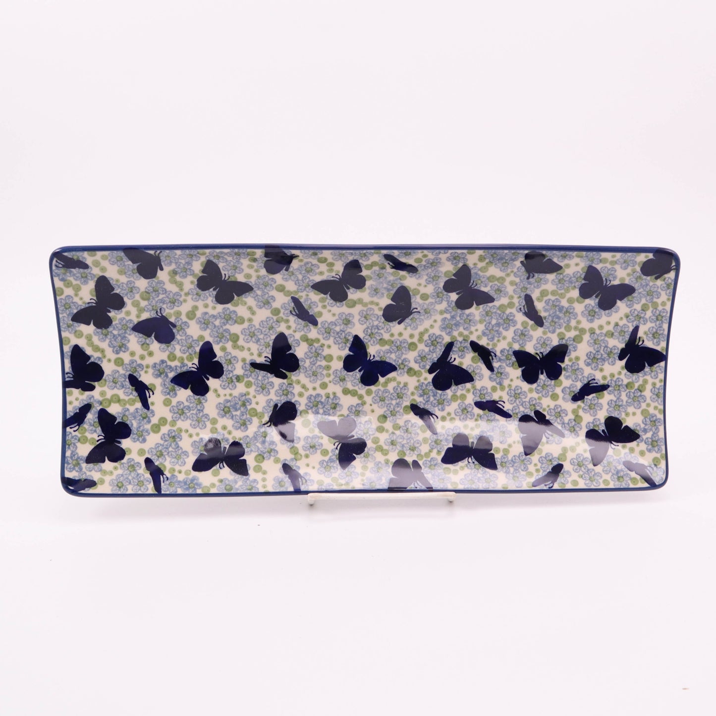 15 X 6" X 2" Rectangular Serving Dish. Pattern: Butterfly in Green