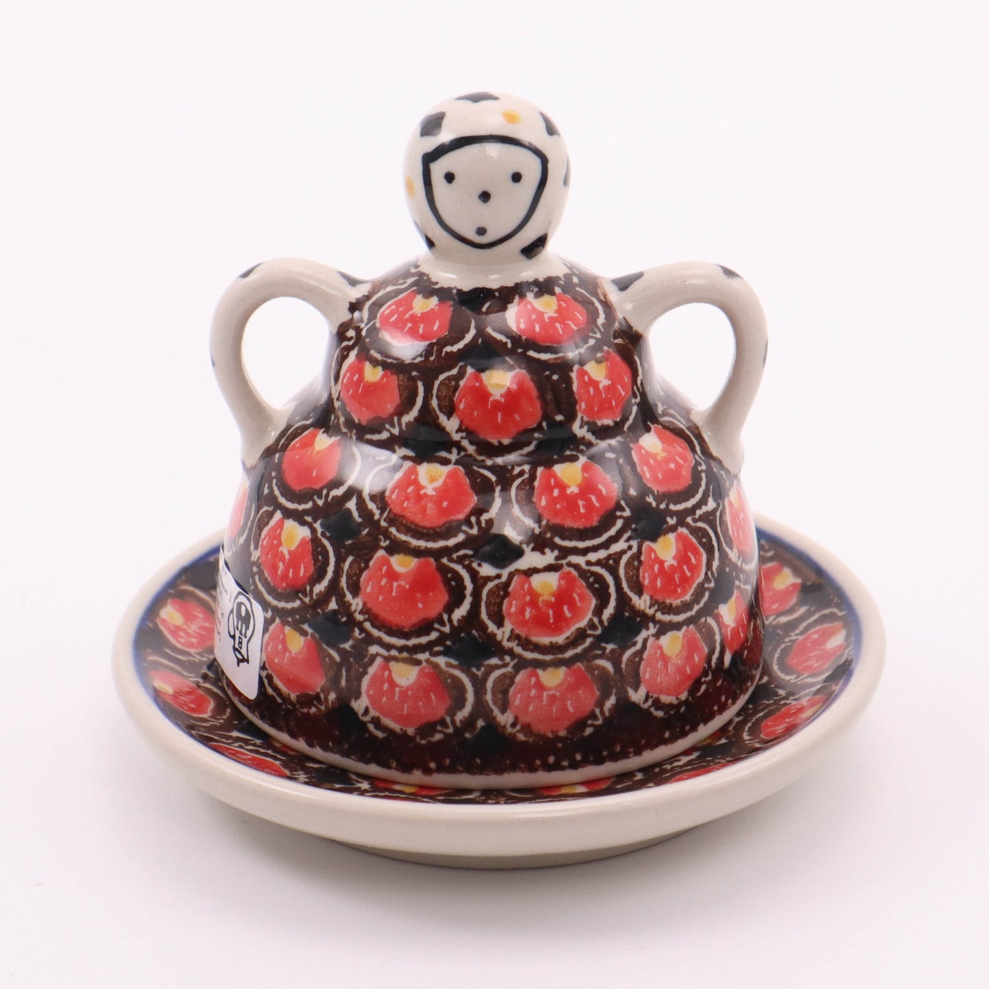2.5" Mini Cheese Lady. Pattern: Merlot
