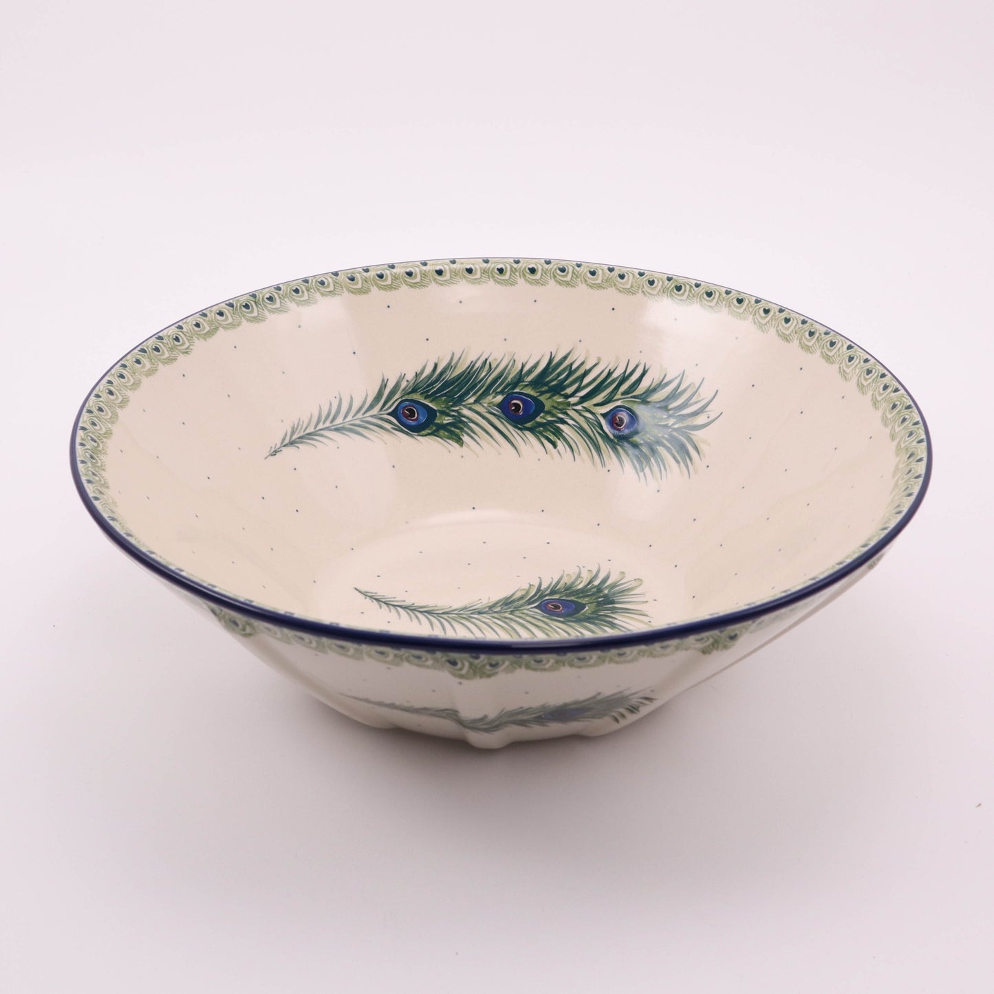 13" Ridge Bowl. Pattern: Peacock Feathers