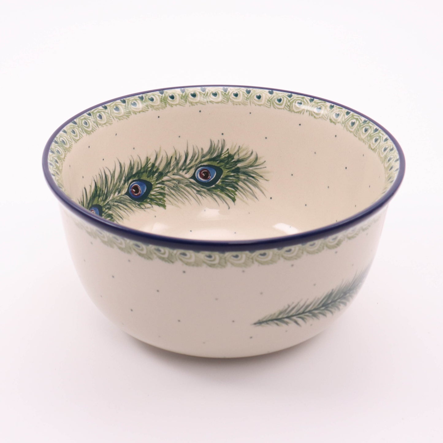 8.5"x4" Bowl. Pattern: Peacock Feathers