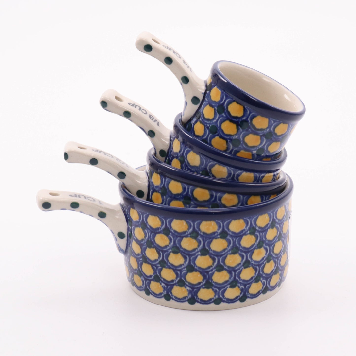 4 Piece Measuring Cup Set. Pattern: Lemon Drops