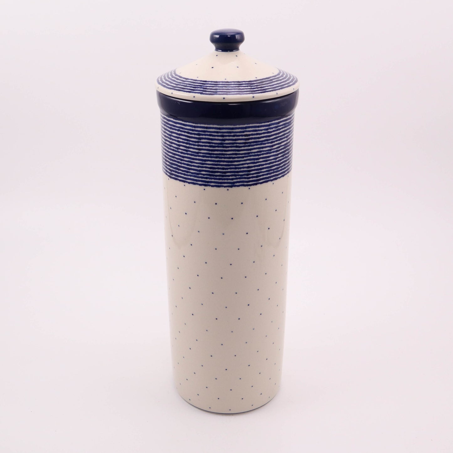 14" Spaghetti Container with Lid. Pattern: Bellvue