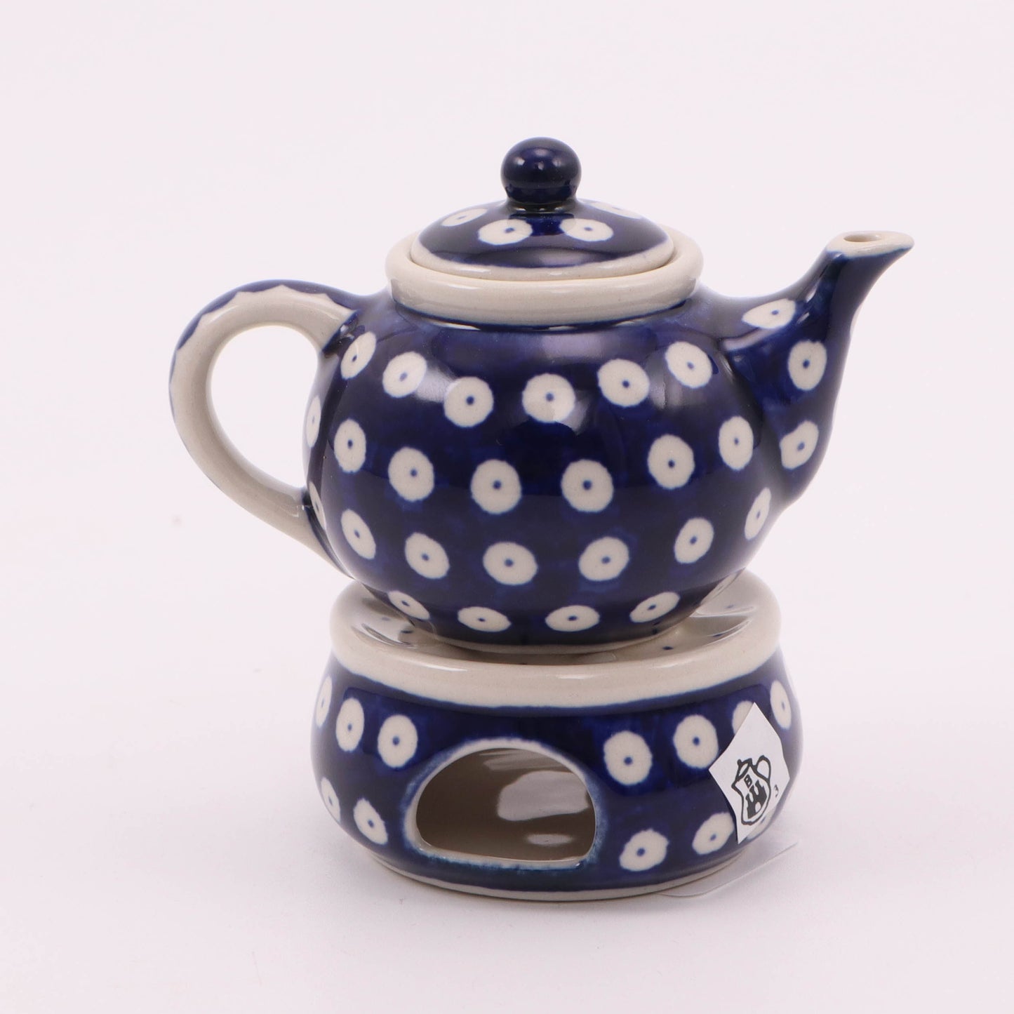 4" Mini Teapot and Warmer. Pattern: Owl Eye