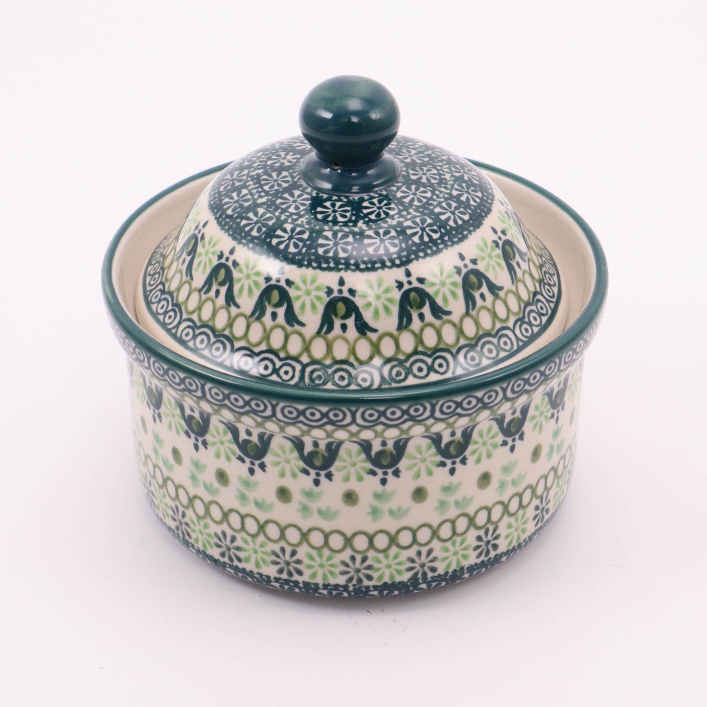 4"x5" Round Covered Dish. Pattern: Mint Julep