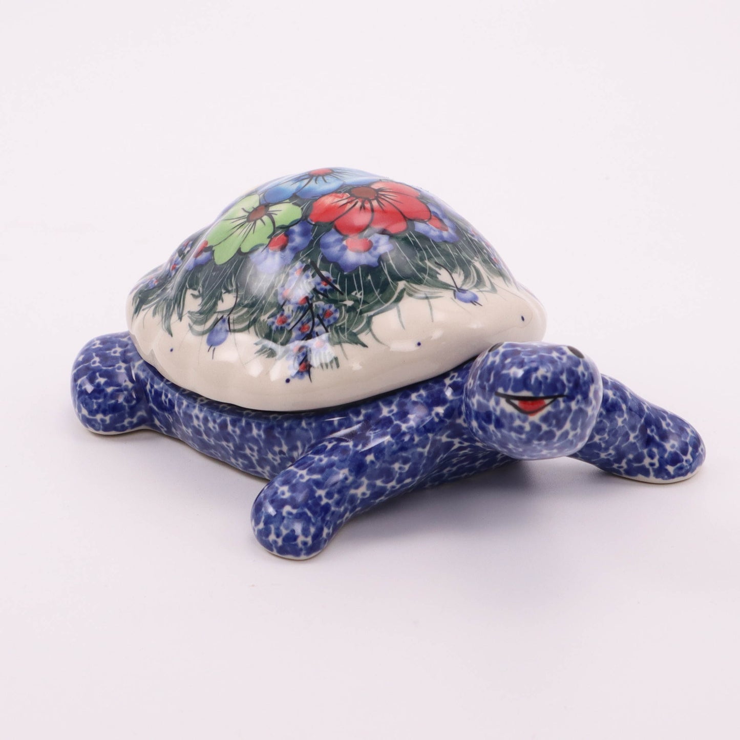 8"x6"x4" Covered Turtle Dish. Pattern: Brite Bouquet