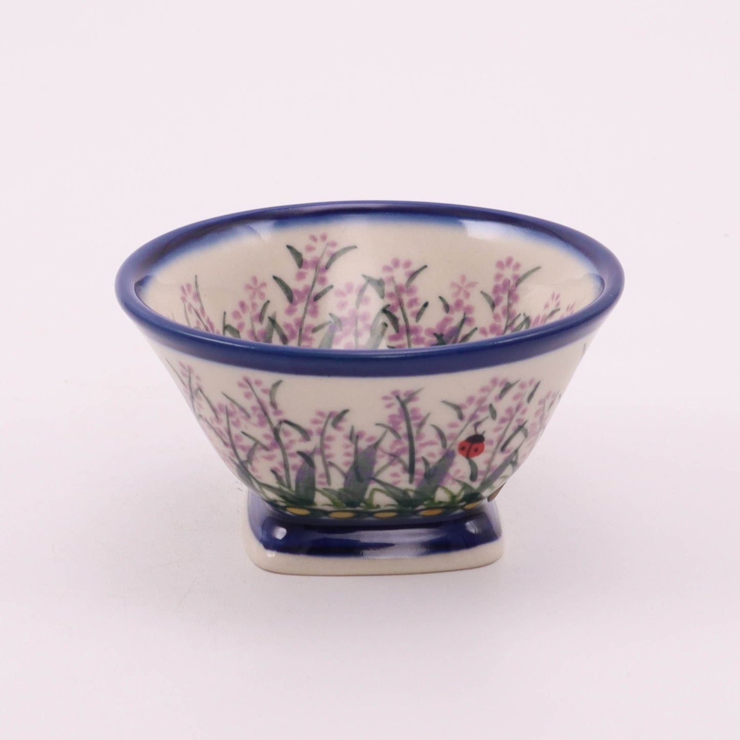 4"x2" Pedastal Bowl. Pattern: Lavender Fields