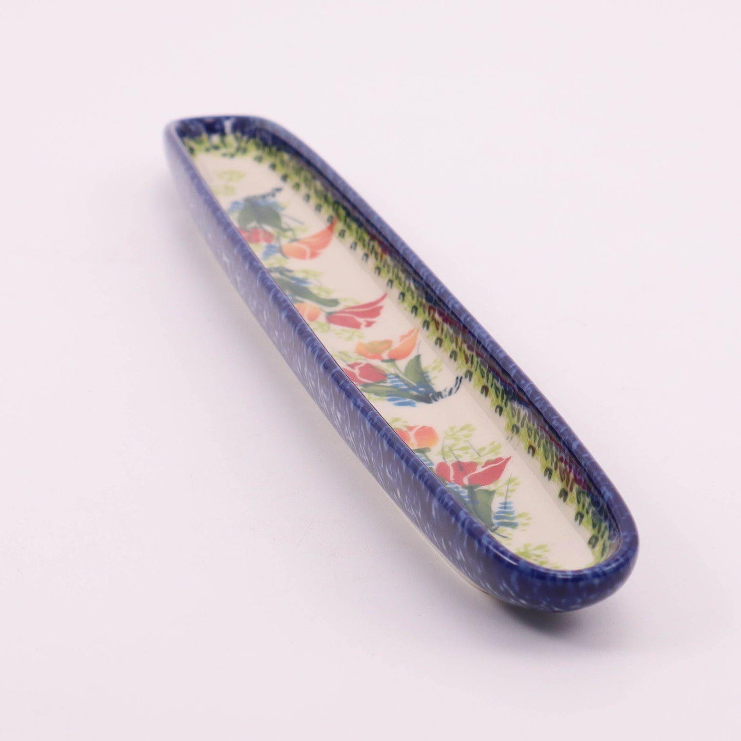13"x1.5" Olive Boat. Pattern: Just Tulips