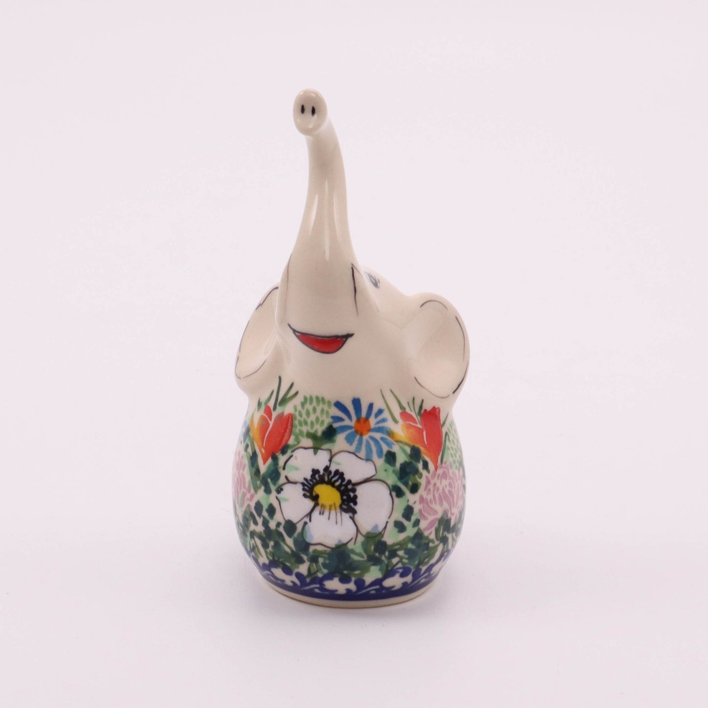 2.5"x5" Elephant Figurine Ring Holder. Pattern: Mixed Bouquet