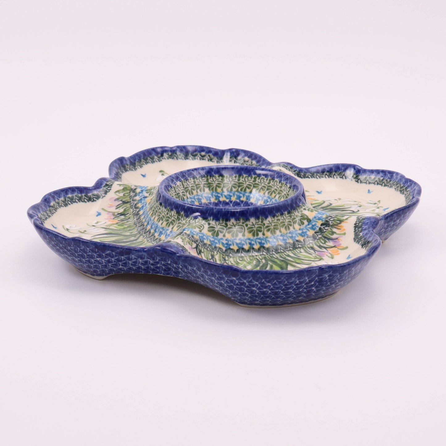 11"x11" Party Platter. Pattern: Snow Drops