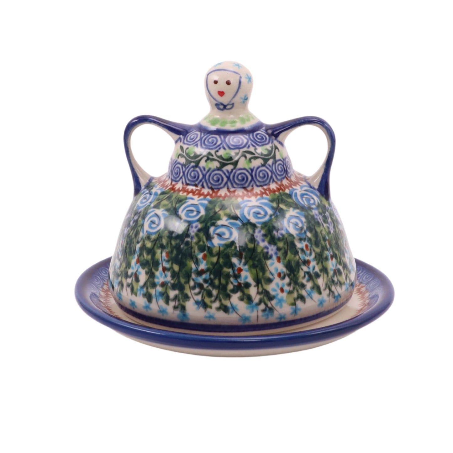 5" Cheese Lady. Pattern: Blue Buds