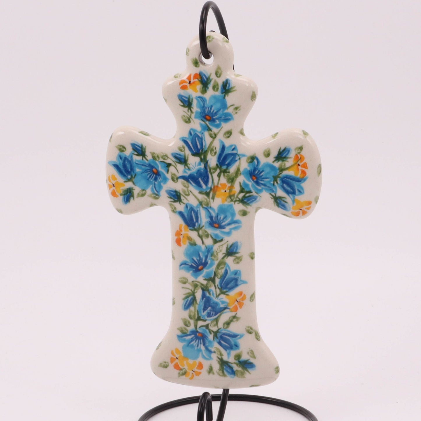 4"x7" Hanging Cross. Pattern: Blue and Orange