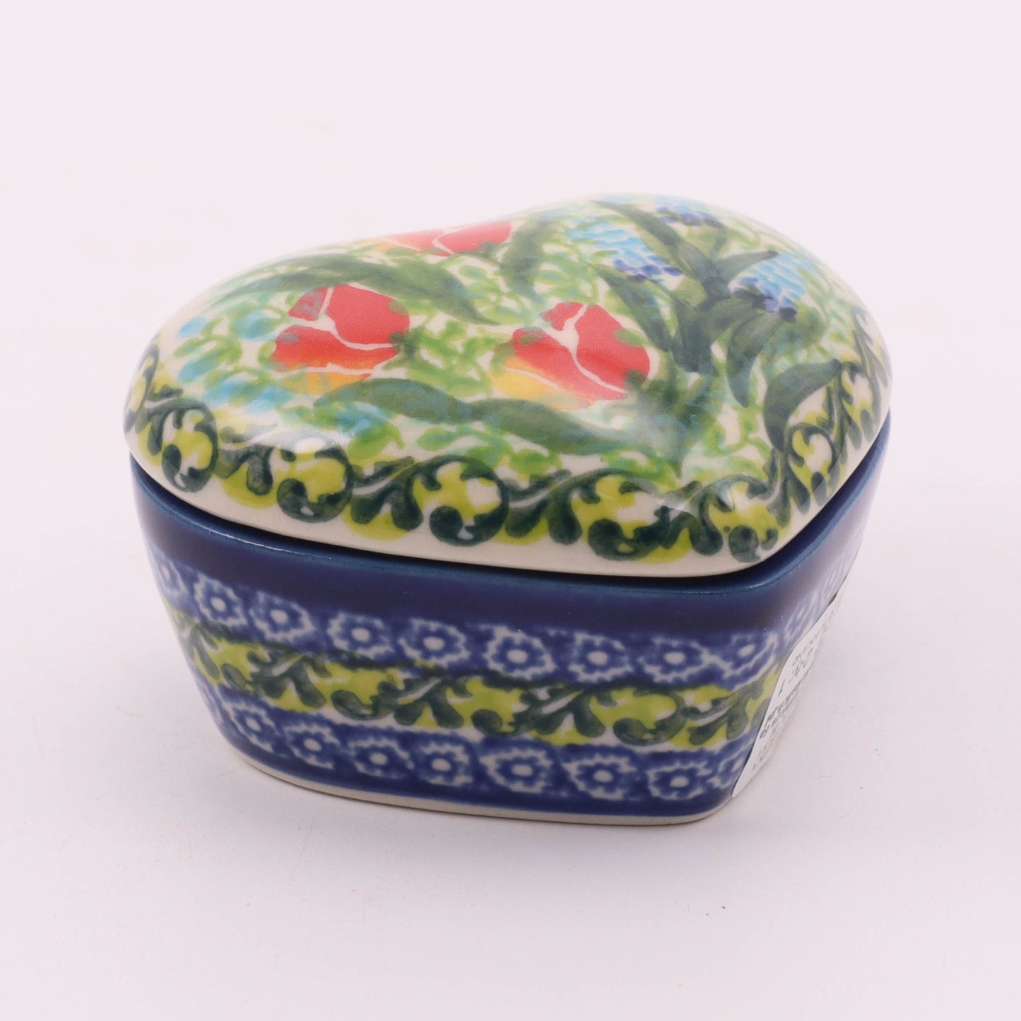 3.5"x3" Heart Trinket Box. Pattern: Tulip Spray