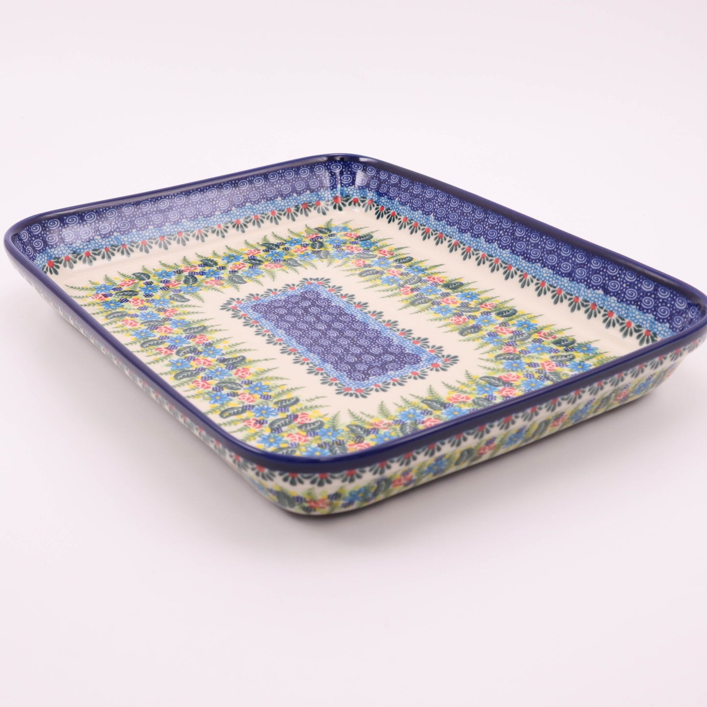 13.5"x11"x2" Shallow Rectangular Baker. Pattern: Itty Bitty Flowers