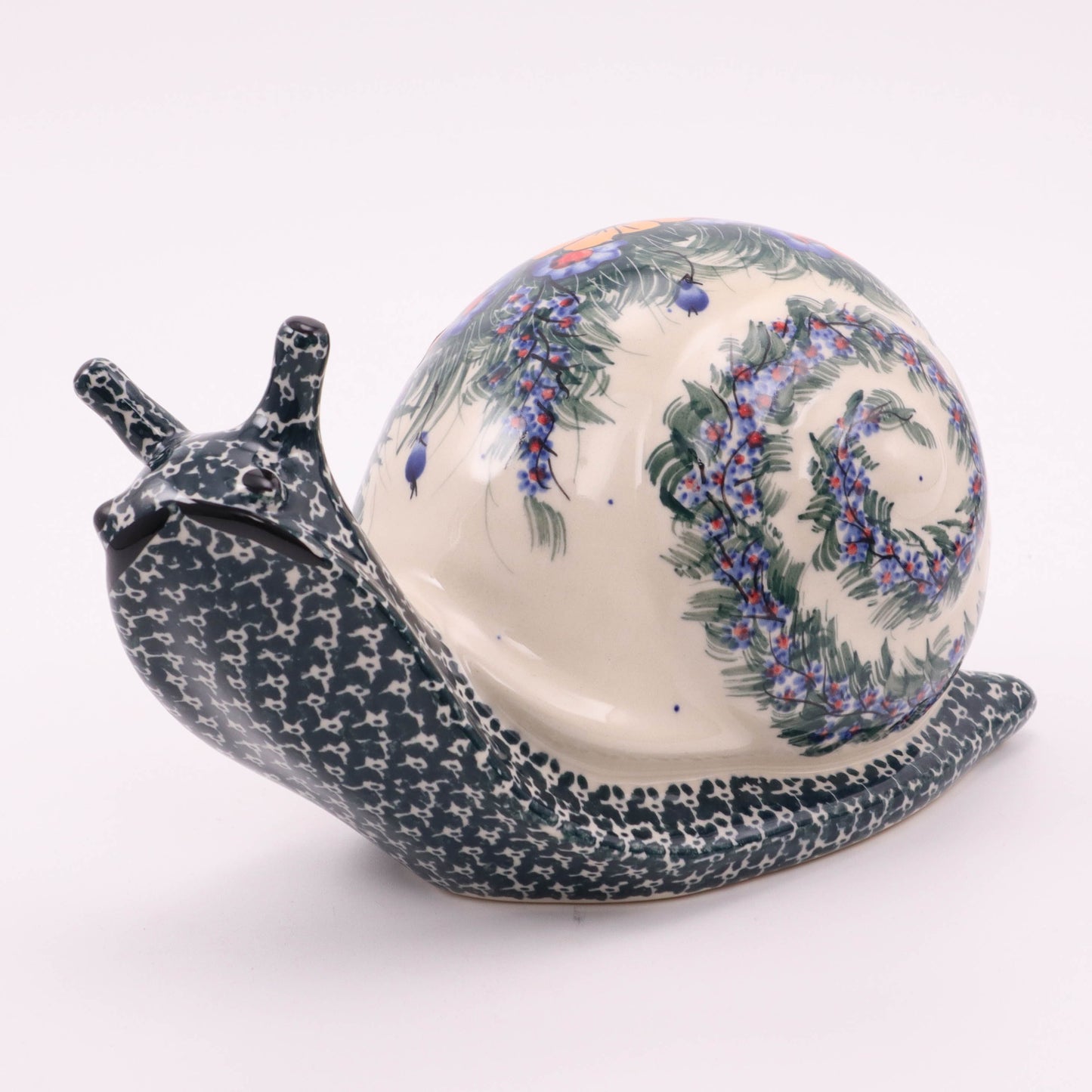 9"x5"x5" Snail Figurine. Pattern: Brite Bouquet Green
