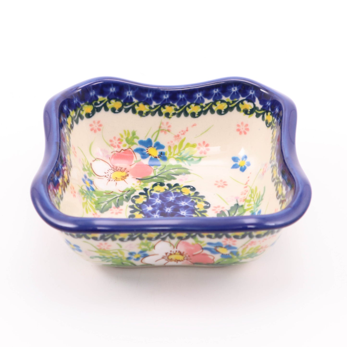 5.5" Square Flared Bowl. Pattern: Pastel Blooms