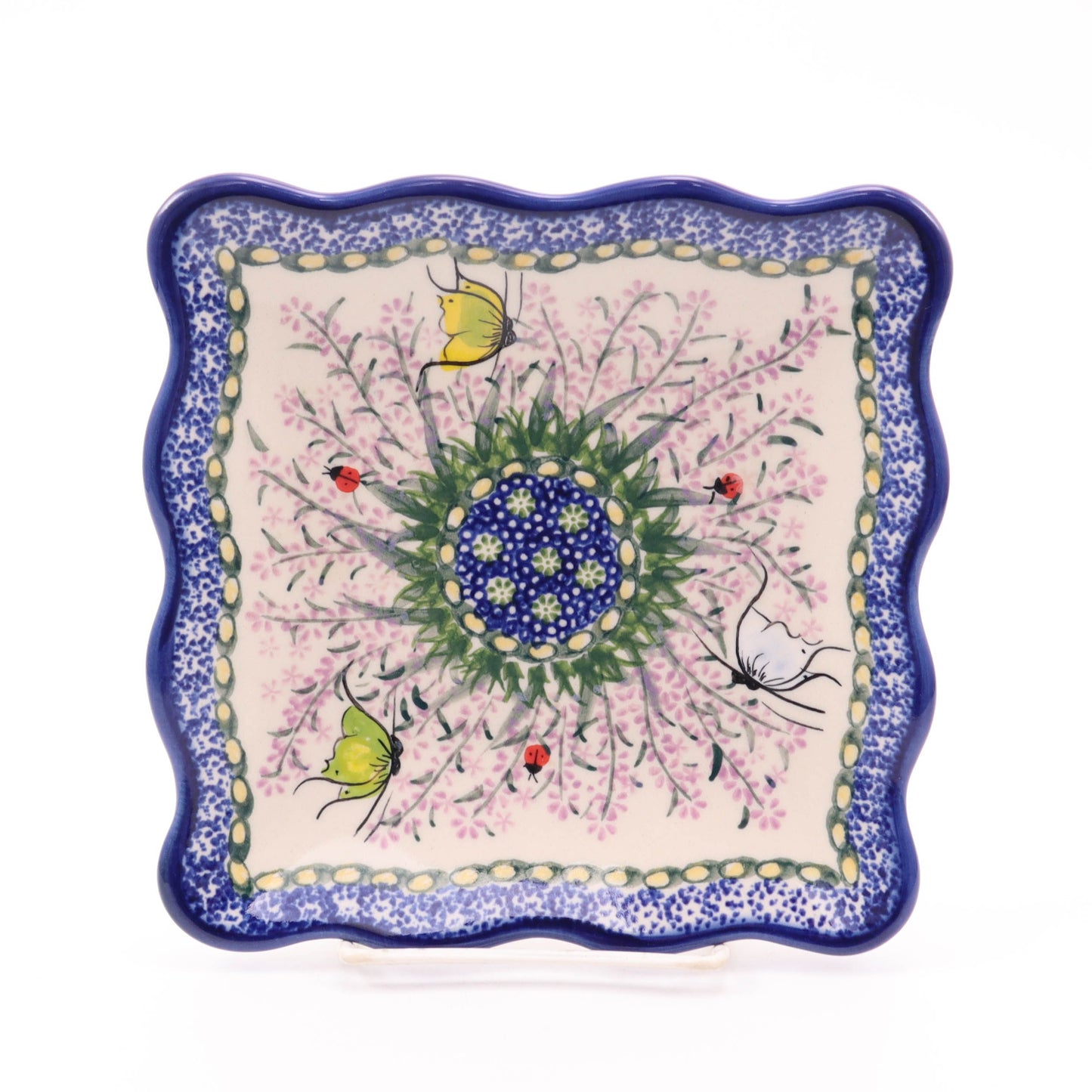 7"x7" Waved Cookie Plate. Pattern: Lavender Fields