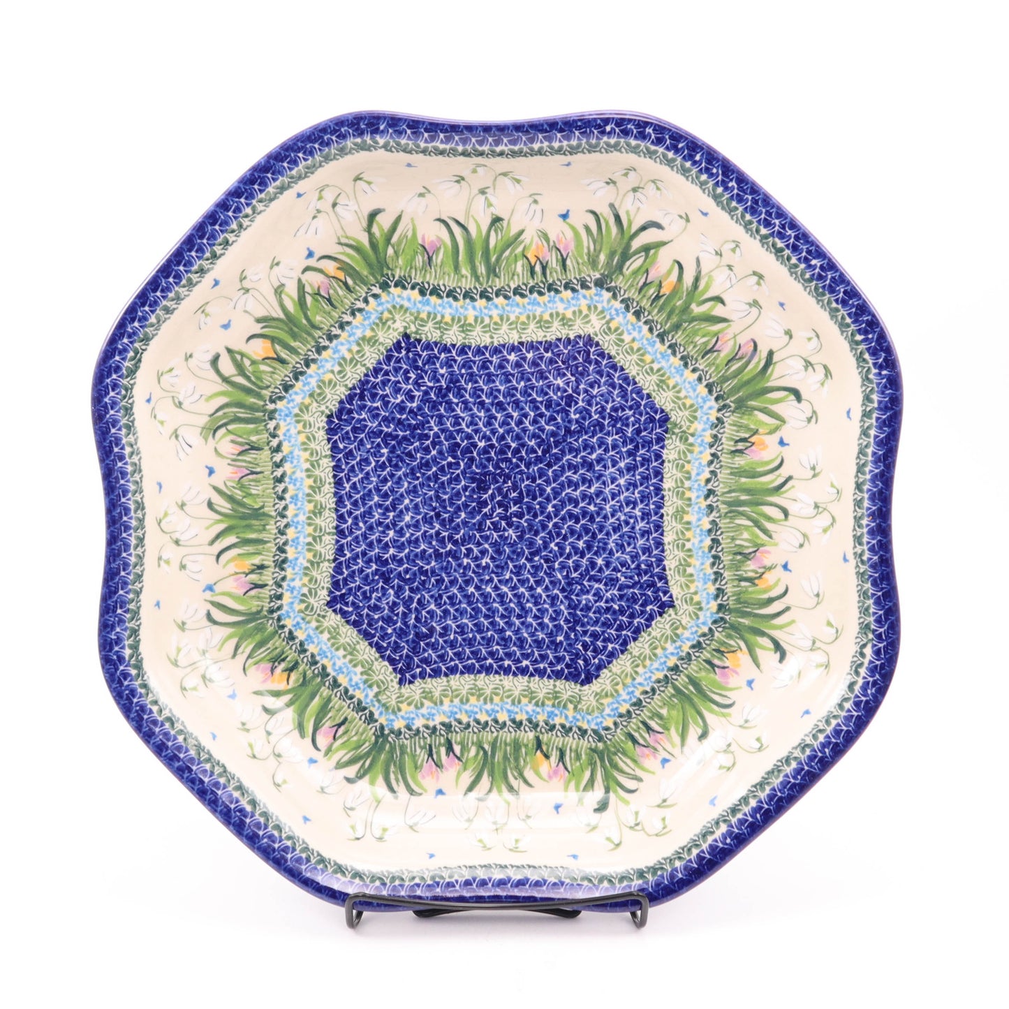 14"x2" Clover Serving Bowl. Pattern: Snow Drops
