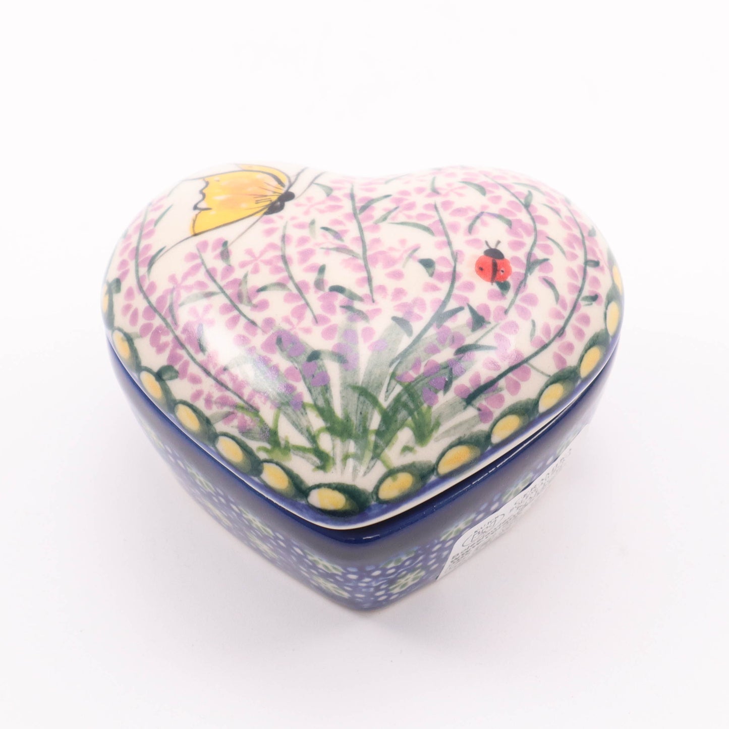 3.5"x3" Heart Trinket Box. Pattern: Lavender Fields