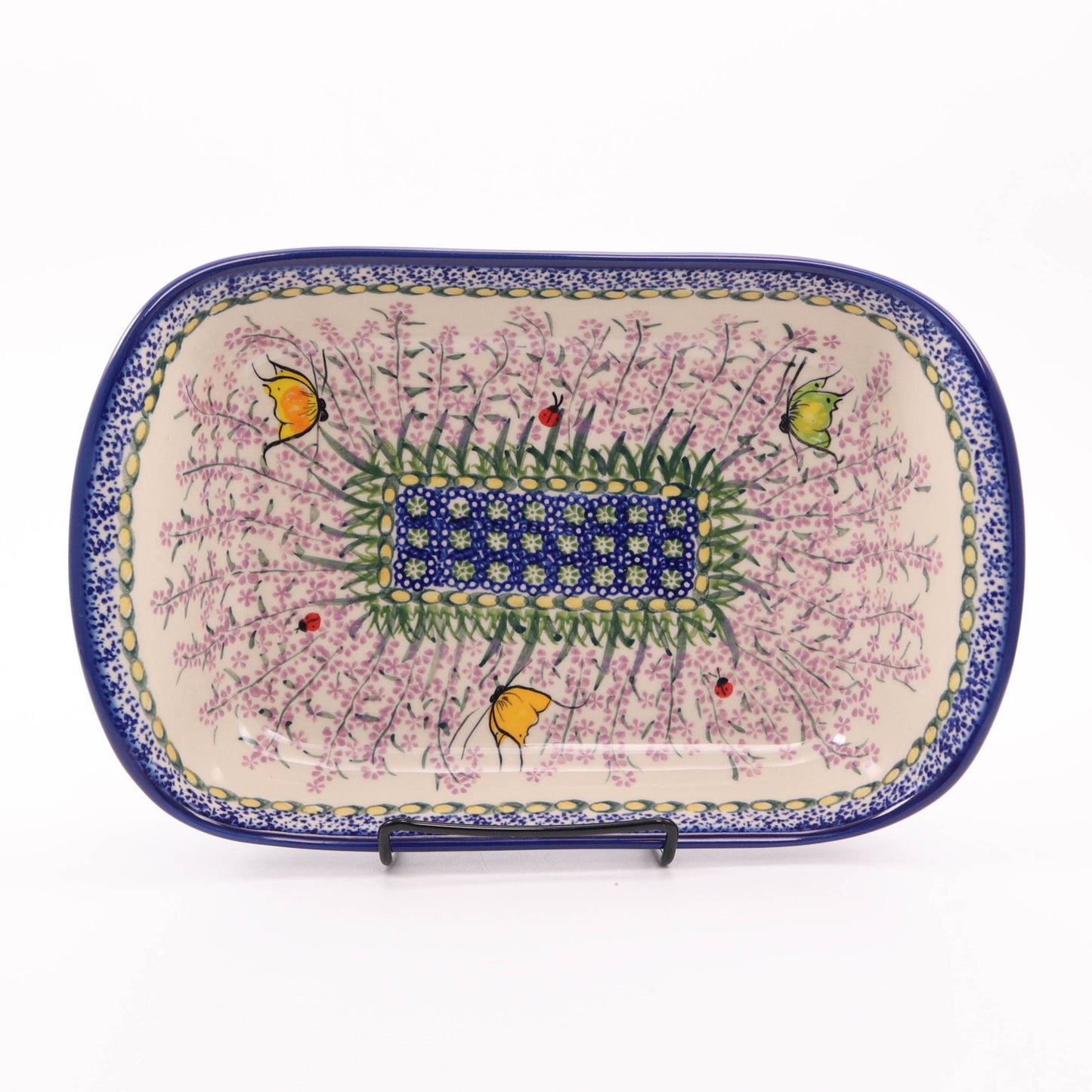 11"x7" Rectangular Dish with Handles. Pattern: Lavender Fields