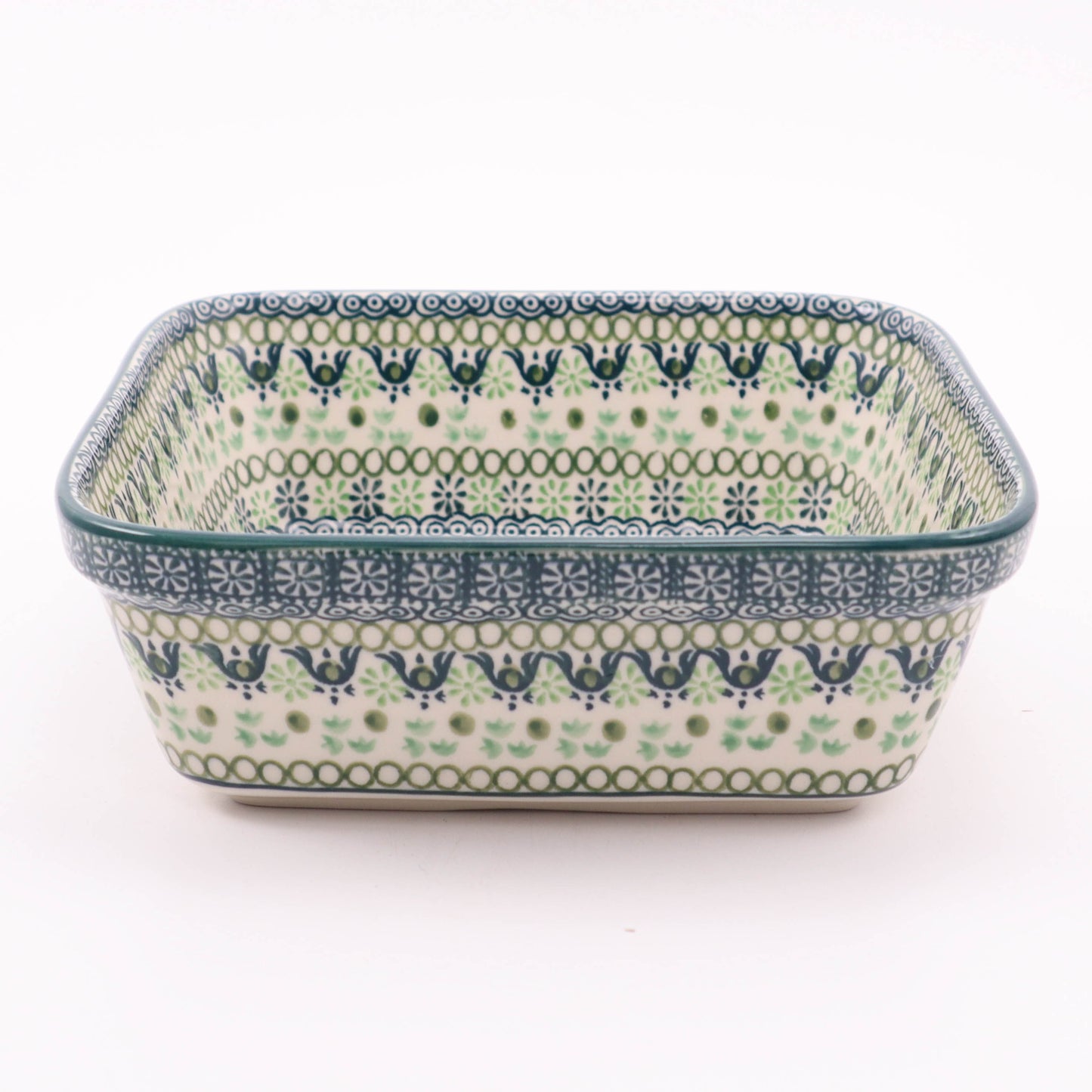 7.5" Square Baker. Pattern: Mint Julep