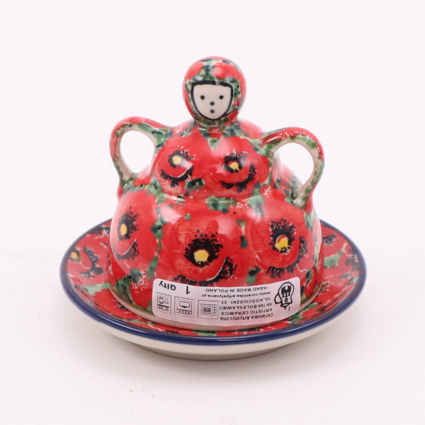 2.5" Mini Cheese Lady. Pattern: Scarlet Surroundings
