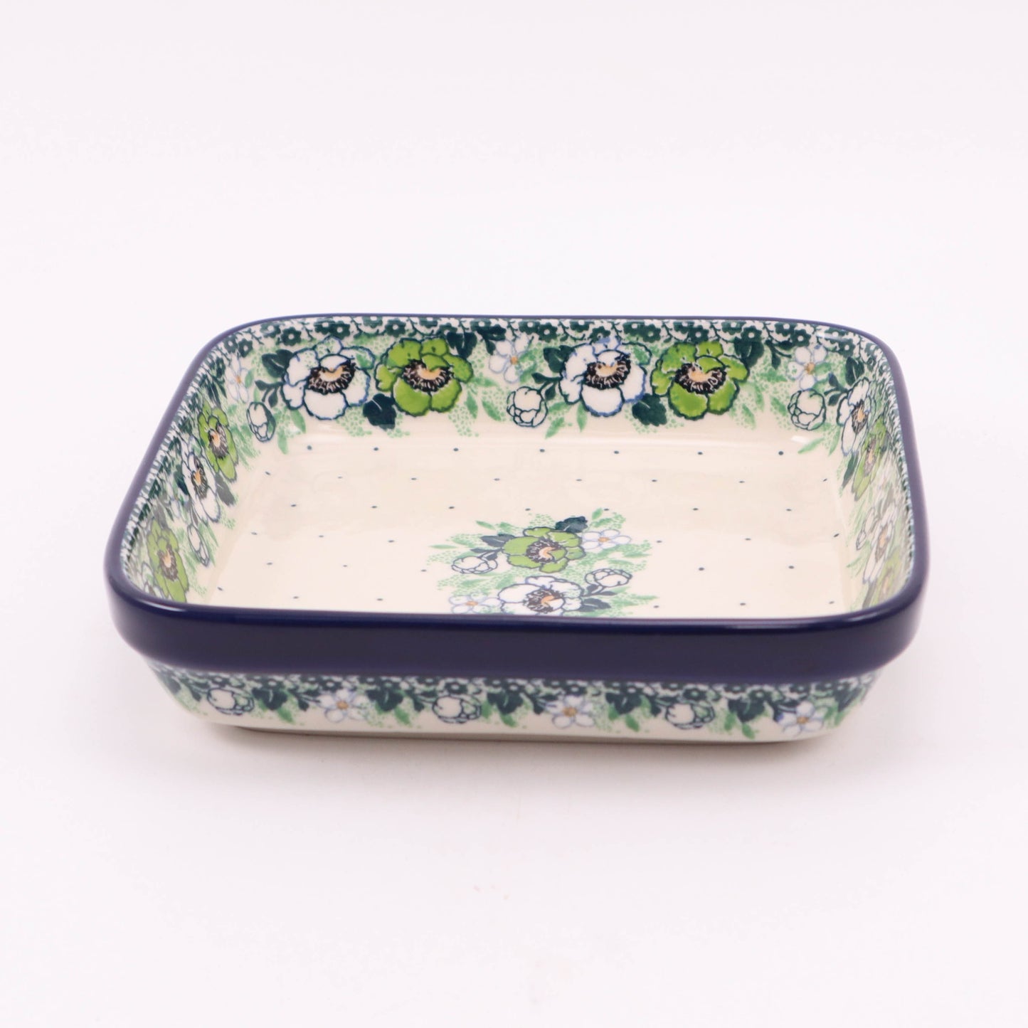 8"x8" Square Shallow Baker. Pattern: Irish Spring