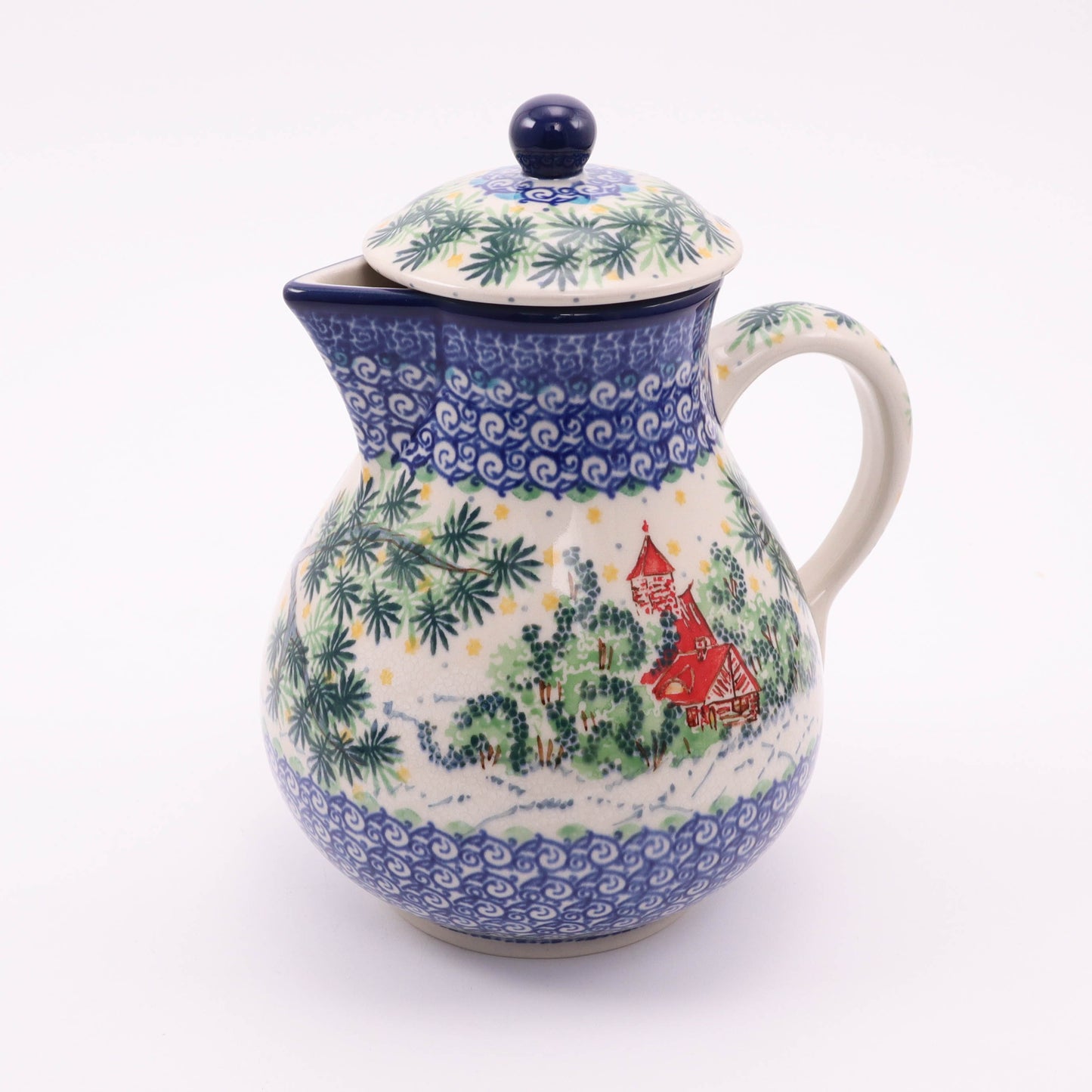 1L Coffee Pot. Pattern: Winter Birds