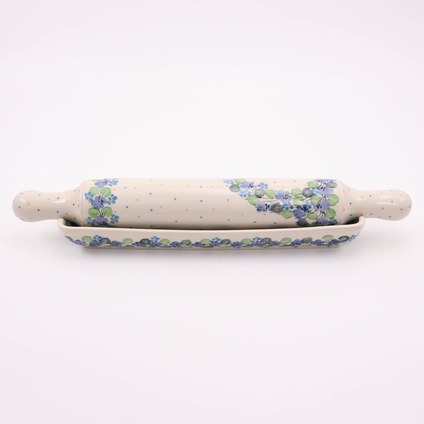 18" Rolling Pin with Cradle. Pattern: Classic Blooms
