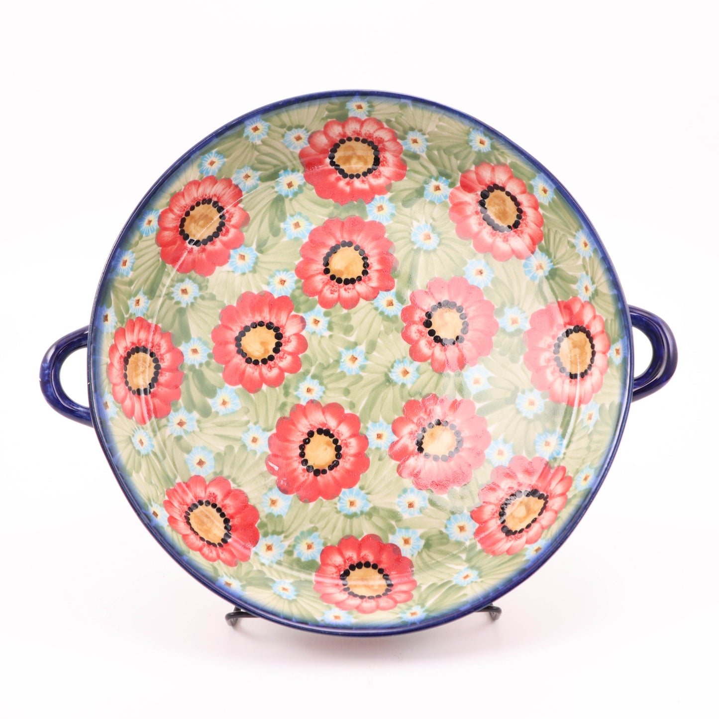 11.5" Round Baker with Handles. Pattern: Flower Power