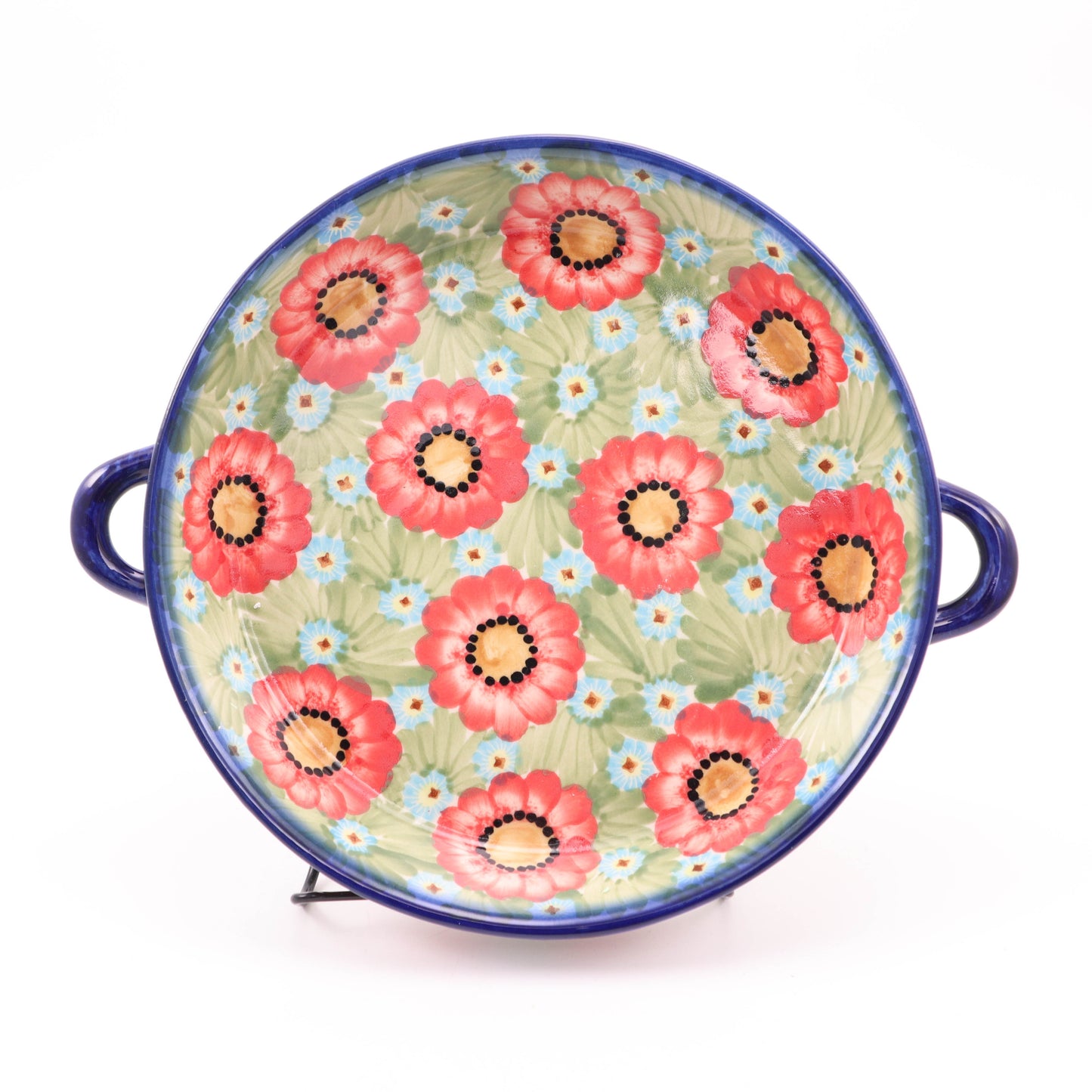 10" Round Baker with Handles. Pattern: Flower Power