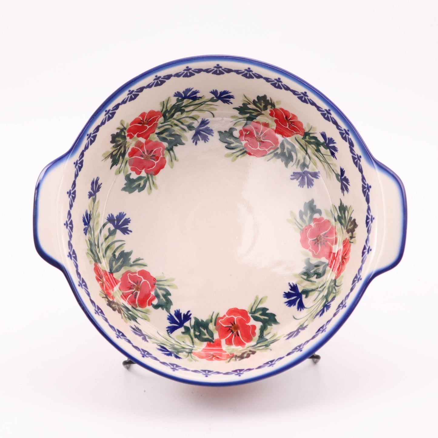 8.5" Round Baker with Handles. Pattern: Charming Chicory