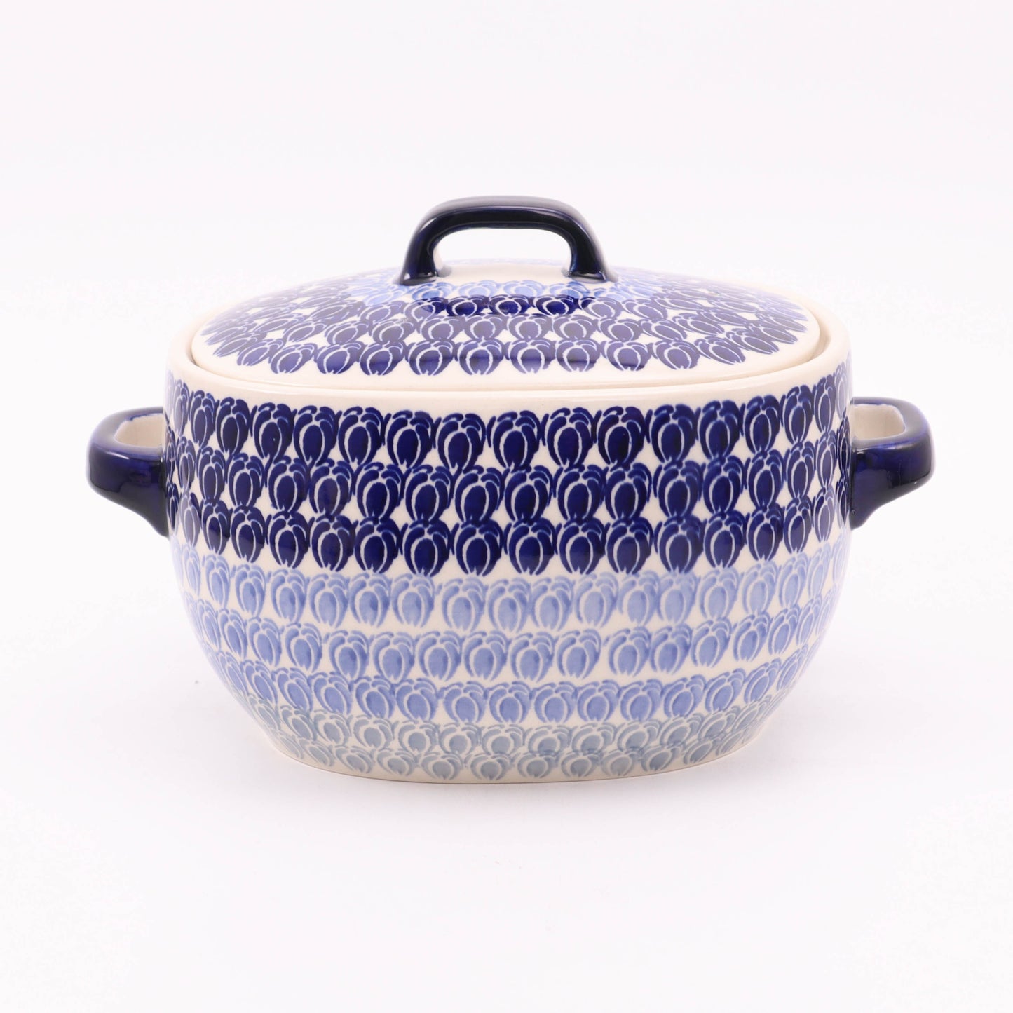 10"x7"x6" Rectangular Canister with Lid. Pattern: Cobalt Crocus