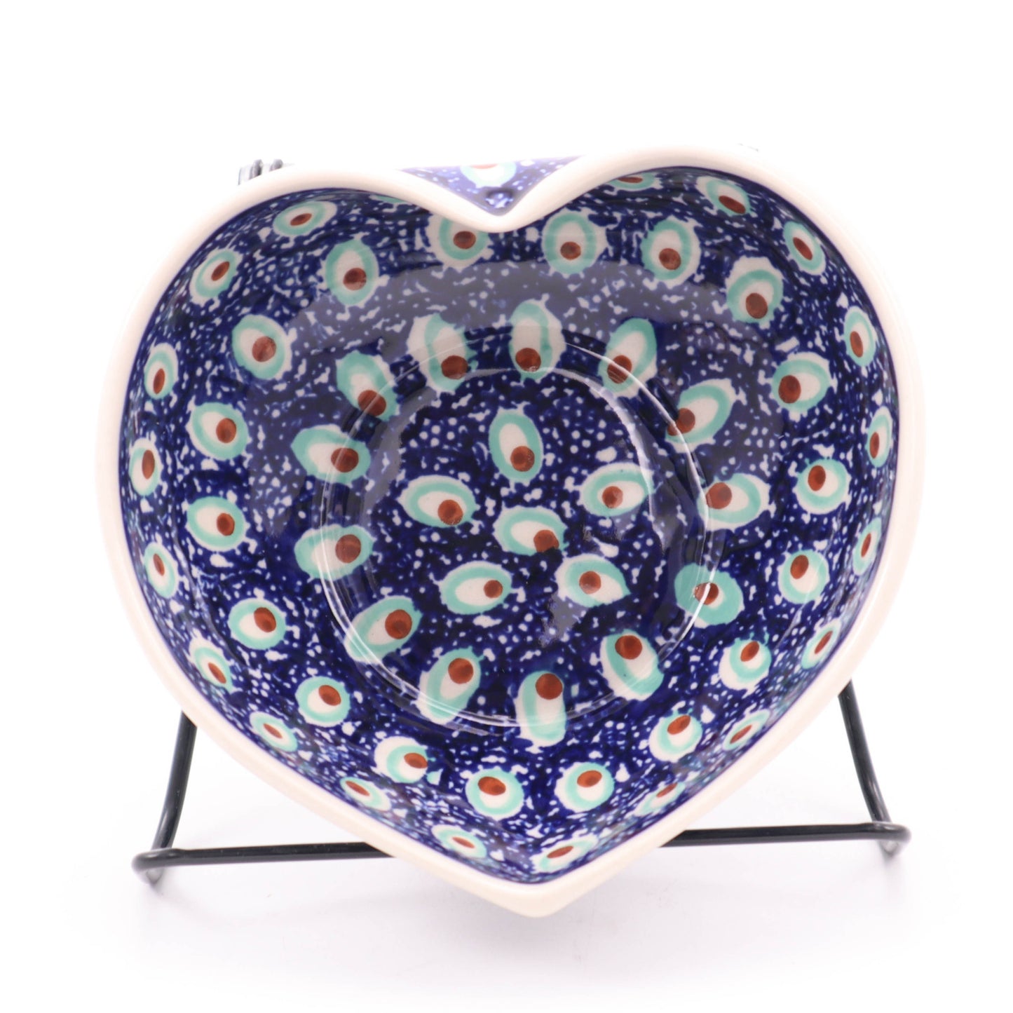 5"x6" Heart Bowl. Pattern: Playful Peacock