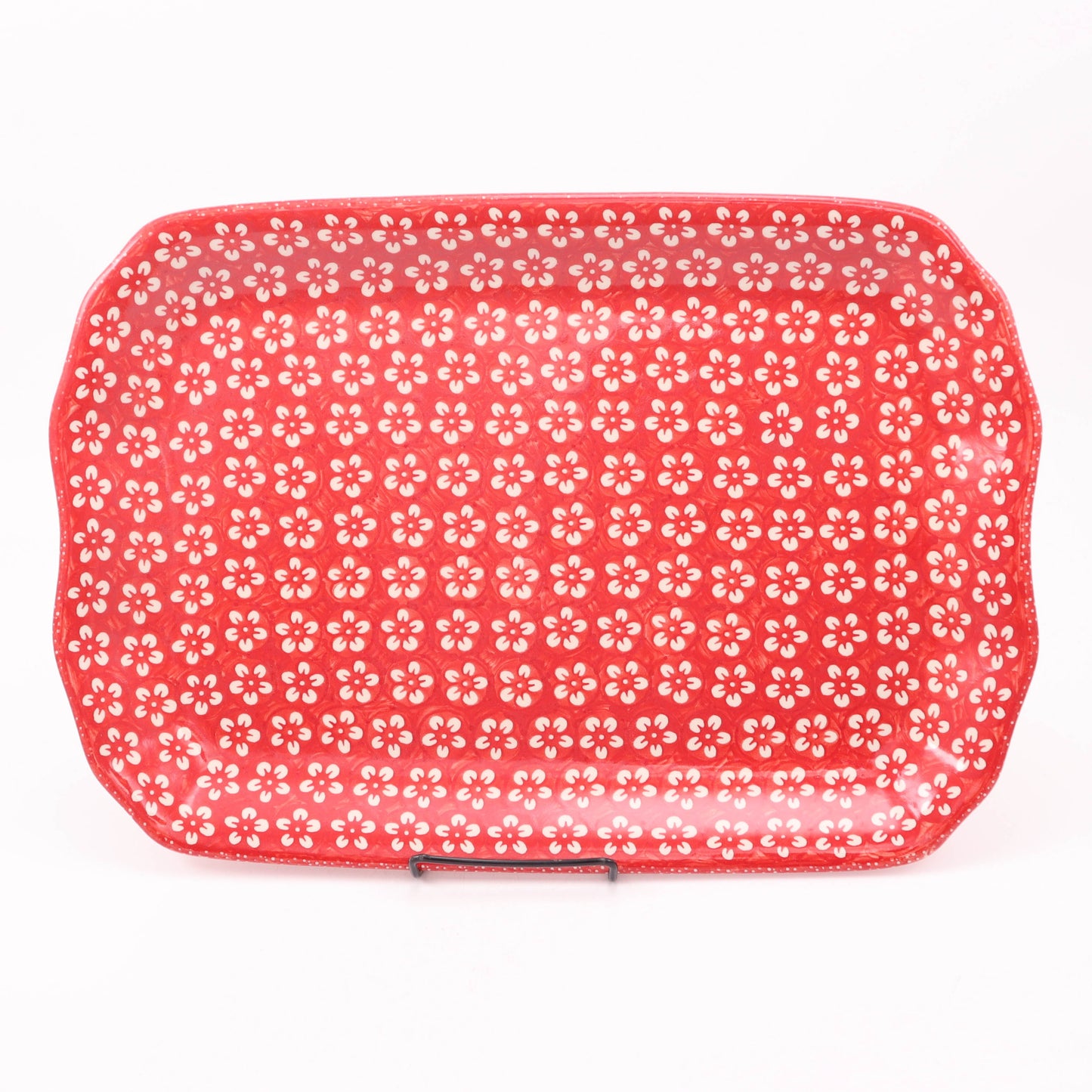 17"x12" Serving Platter. Pattern: Red Daisy