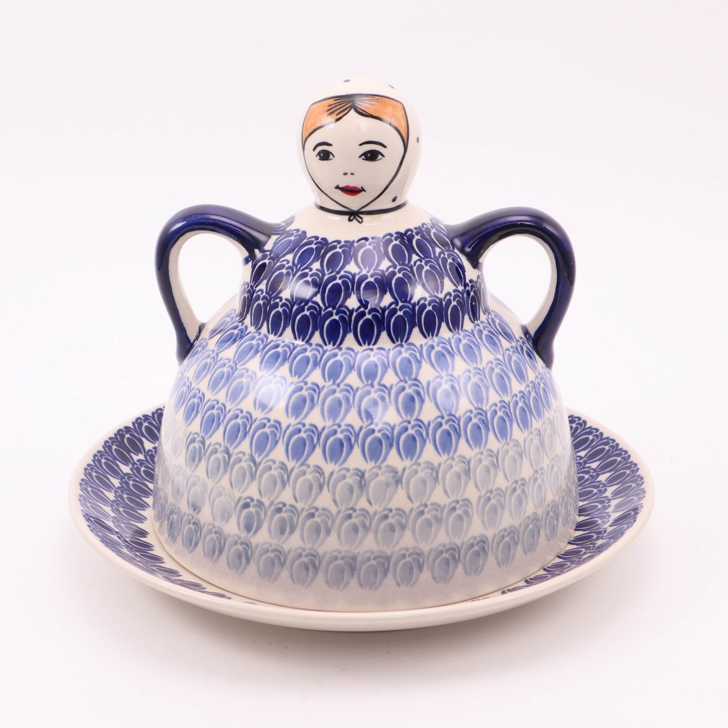 8" Cheese Lady. Pattern: Cobalt Crocus