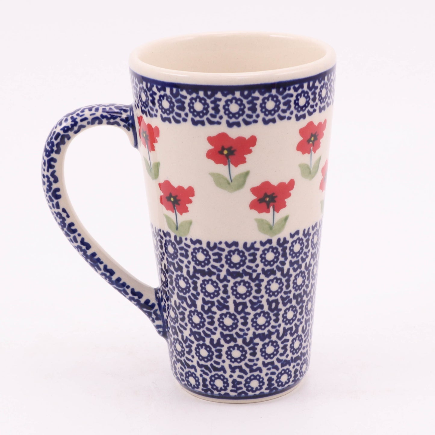 12oz Latte Mug. Pattern: Perky Poppy