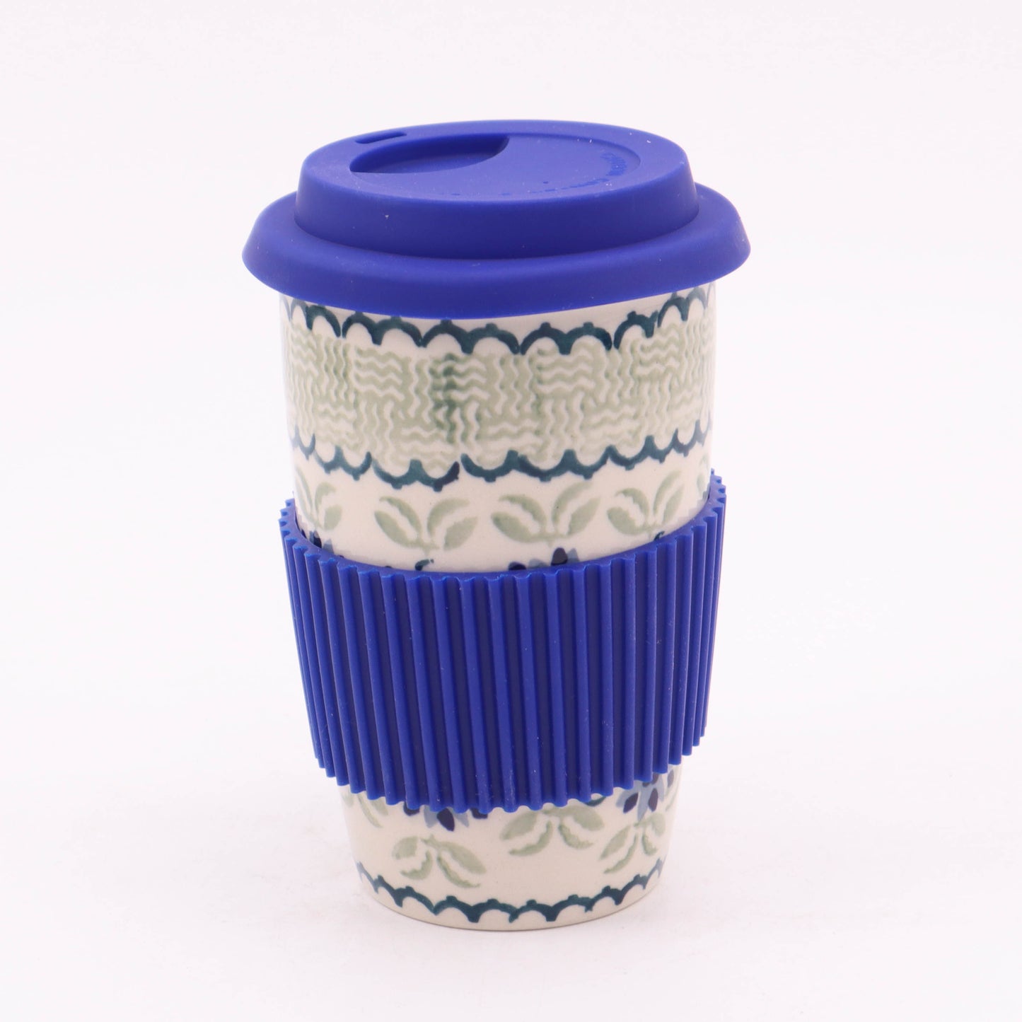 12oz Travel Mug. Pattern: Country Basket