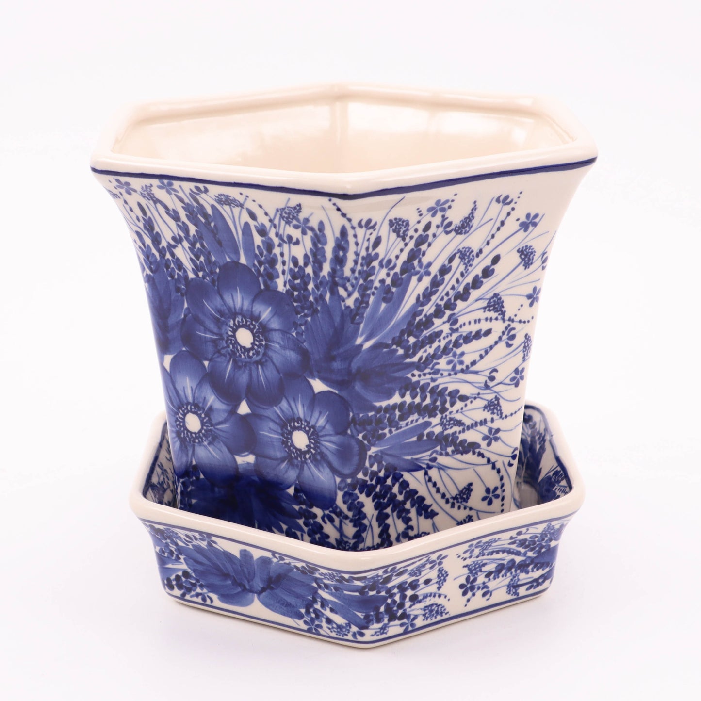9" Hexagonal Flower Pot. Pattern: U19B