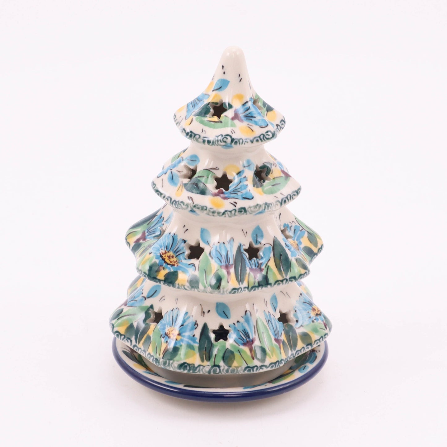 4"x6" Christmas Tree Luminary. Pattern: Blue Aster