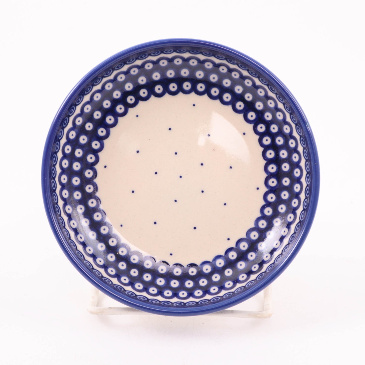 5.5" Shallow Bowl. Pattern: Cobalt Ribbon