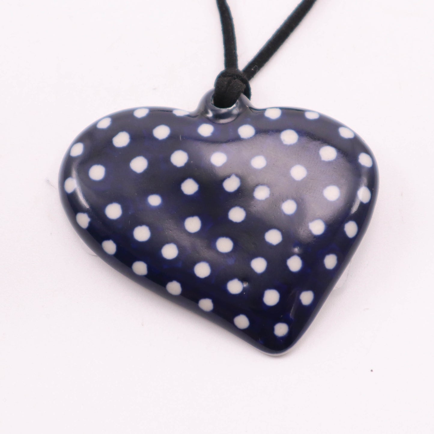 2"x2" Heart Pendant. Pattern: Cobalt Dots